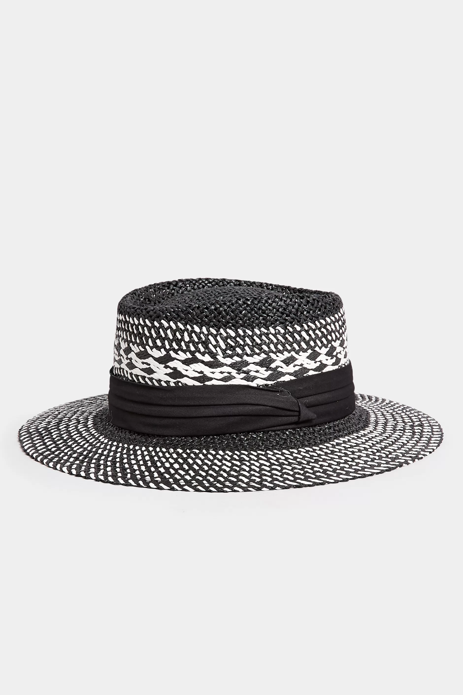 Women M&Co Hats>Yours Yours Black & White Contrast Straw Boater Hat