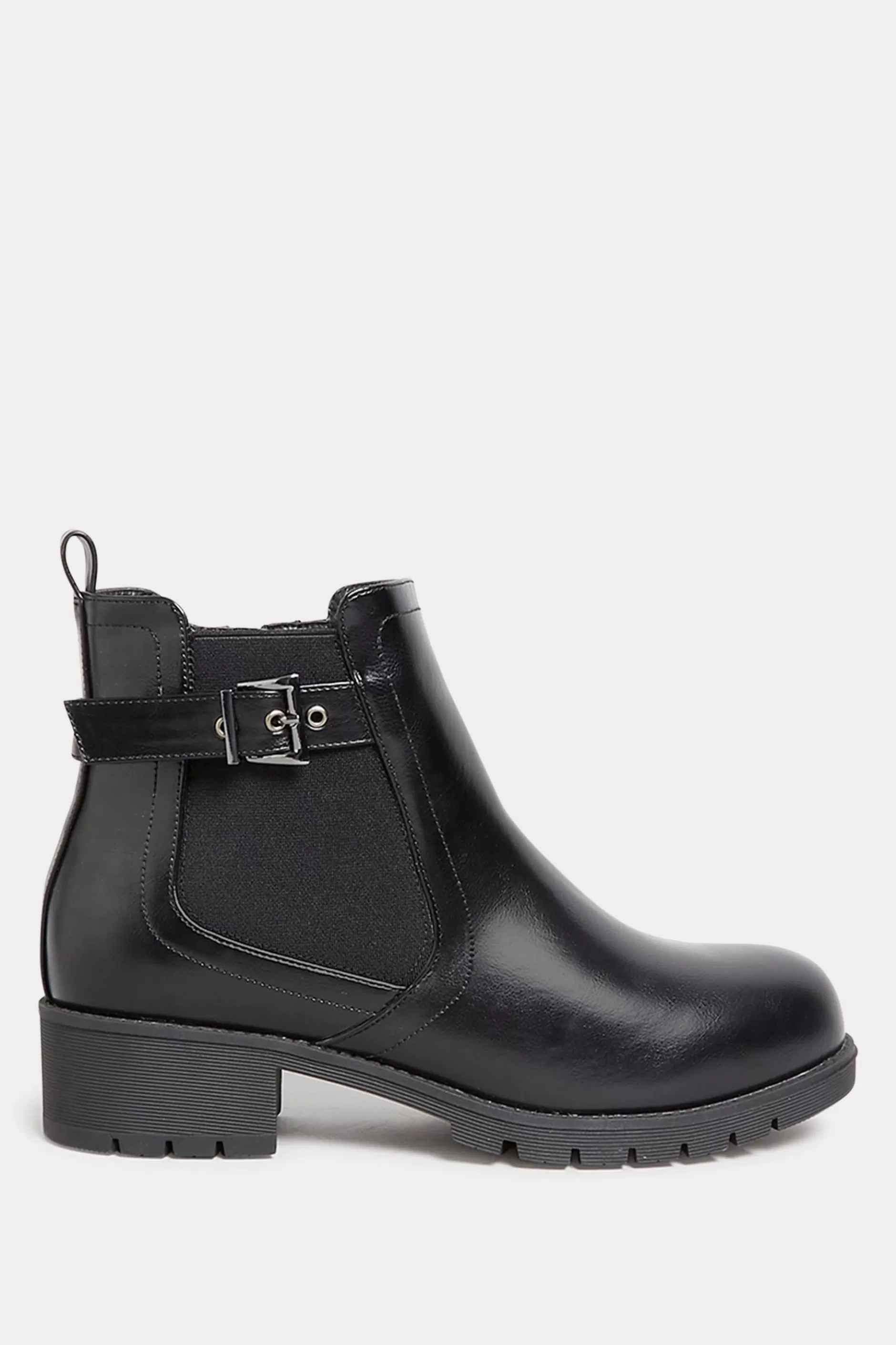 Women M&Co Boots>Yours Yours Black Buckle Ankle Boots In Wide E Fit & Extra Wide Eee Fit