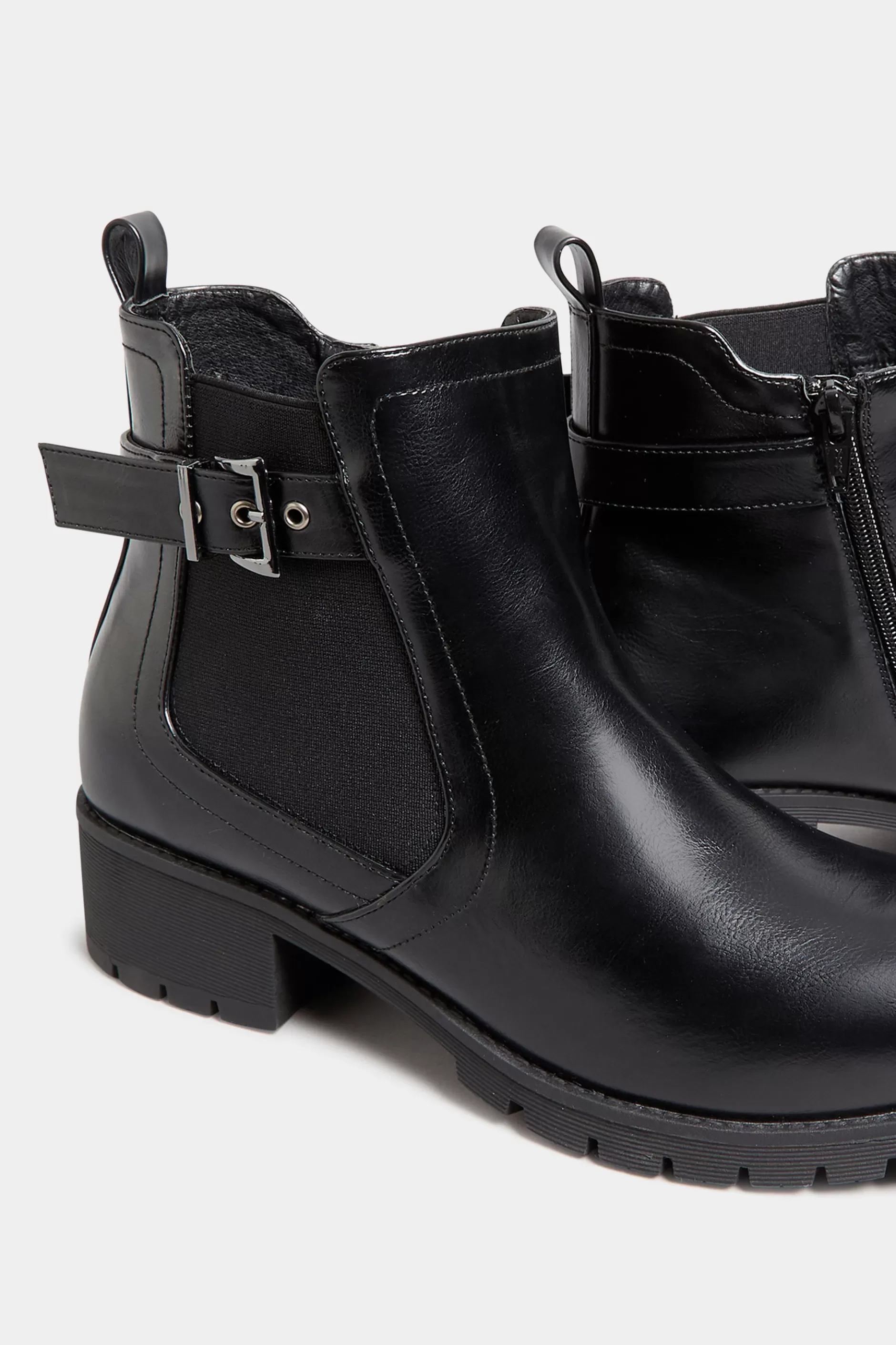 Women M&Co Boots>Yours Yours Black Buckle Ankle Boots In Wide E Fit & Extra Wide Eee Fit