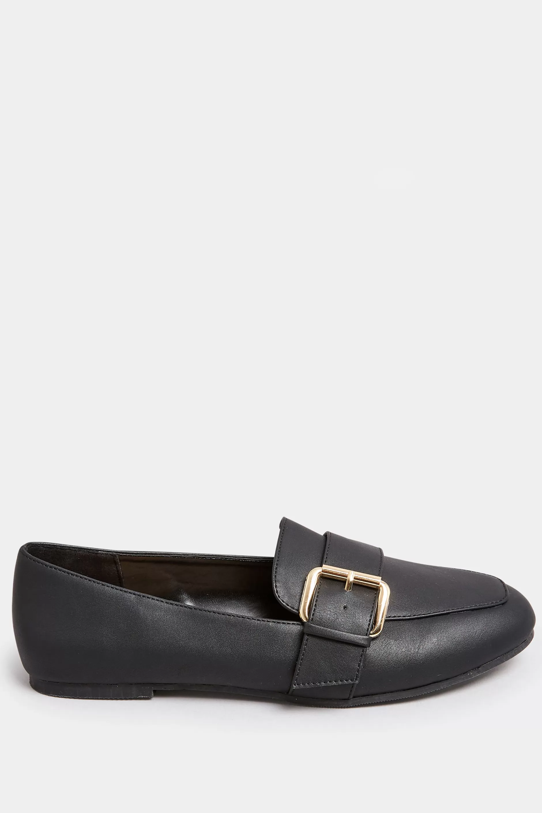 Women M&Co Flat Shoes>Yours Yours Black Buckle Faux Leather Loafers In Wide E Fit & Extra Wide Eee Fit