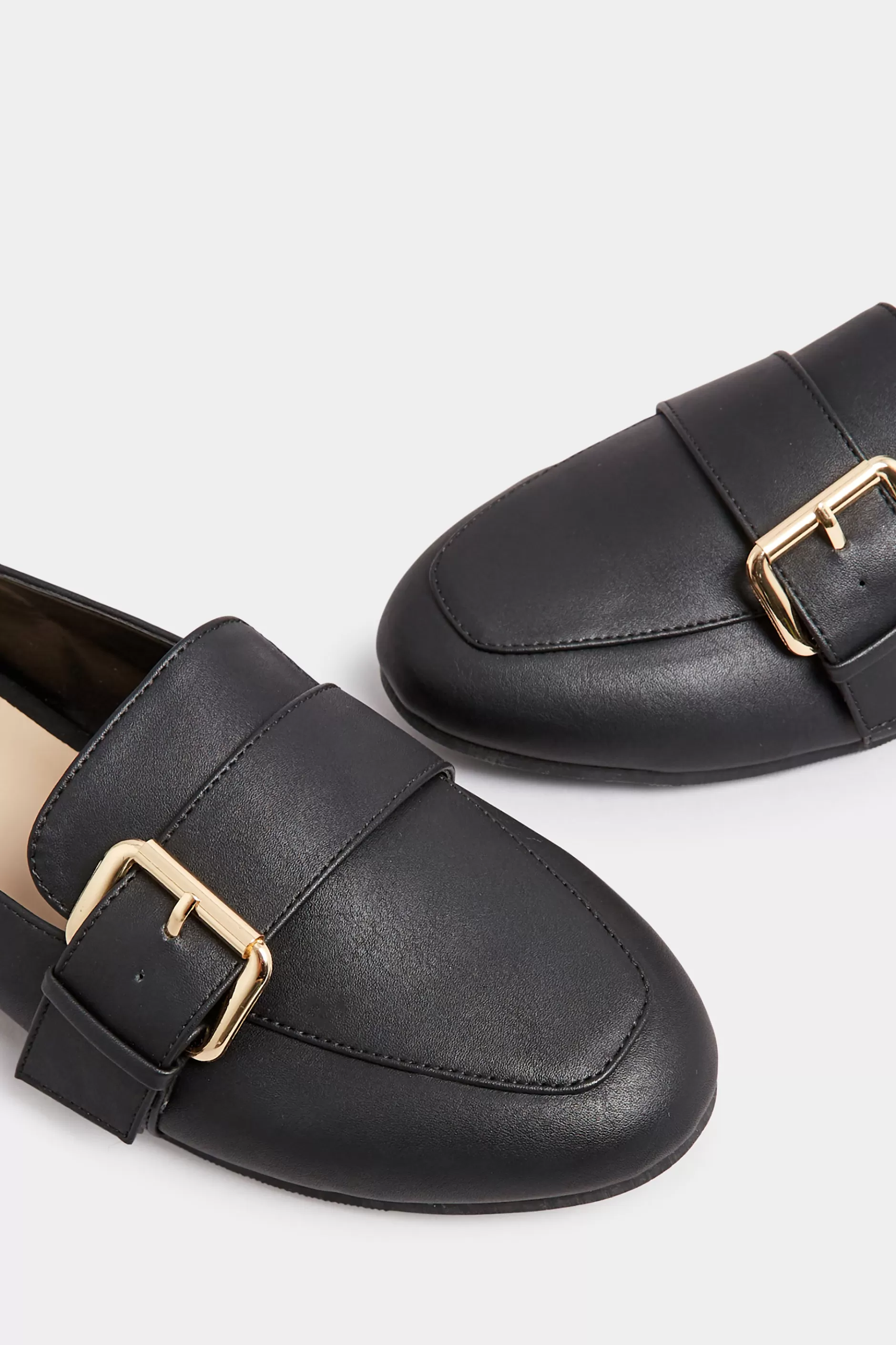 Women M&Co Flat Shoes>Yours Yours Black Buckle Faux Leather Loafers In Wide E Fit & Extra Wide Eee Fit