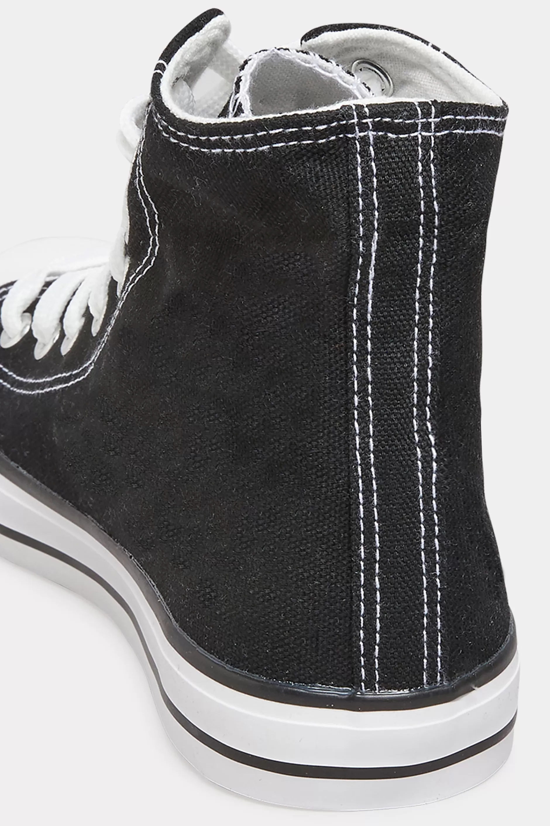 Women M&Co Flat Shoes>Yours Yours Black Canvas High Top Trainers In Wide E Fit