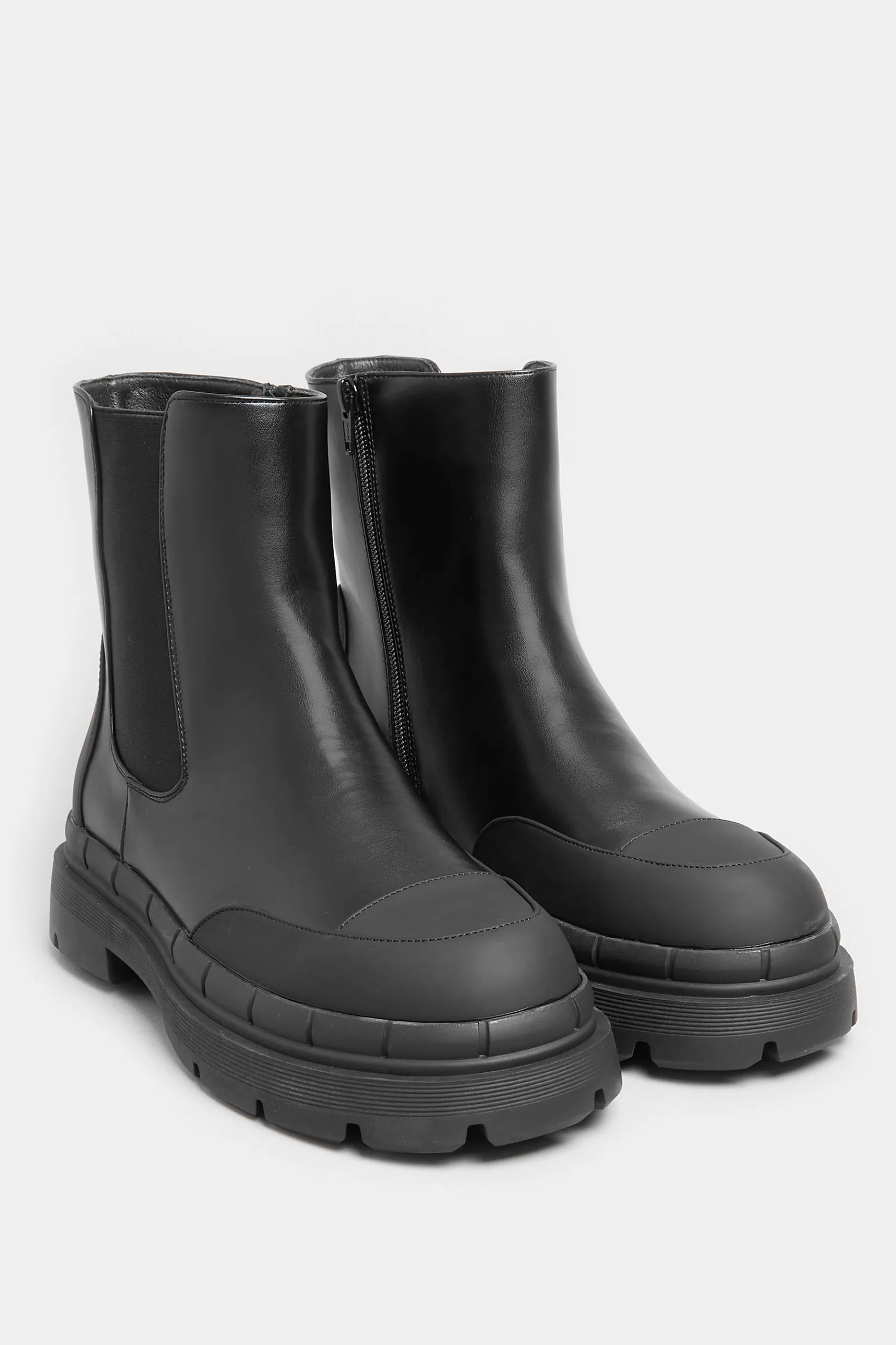 Women M&Co Boots>Yours Yours Black Chunky High Chelsea Boots In Extra Wide Eee Fit