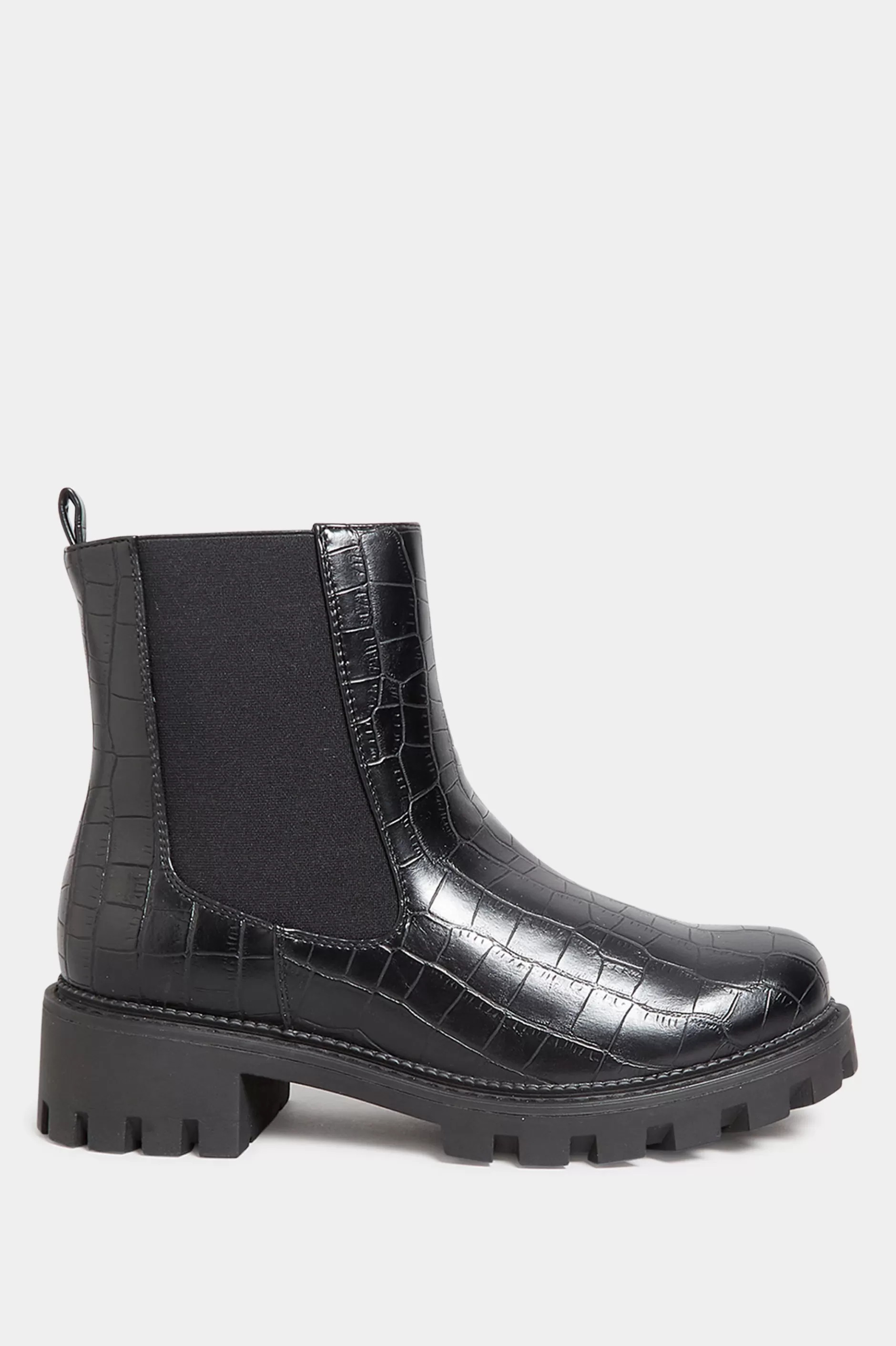 Women M&Co Boots>Yours Yours Black Croc Chunky Chelsea Boots In Wide E Fit & Extra Wide Eee Fit