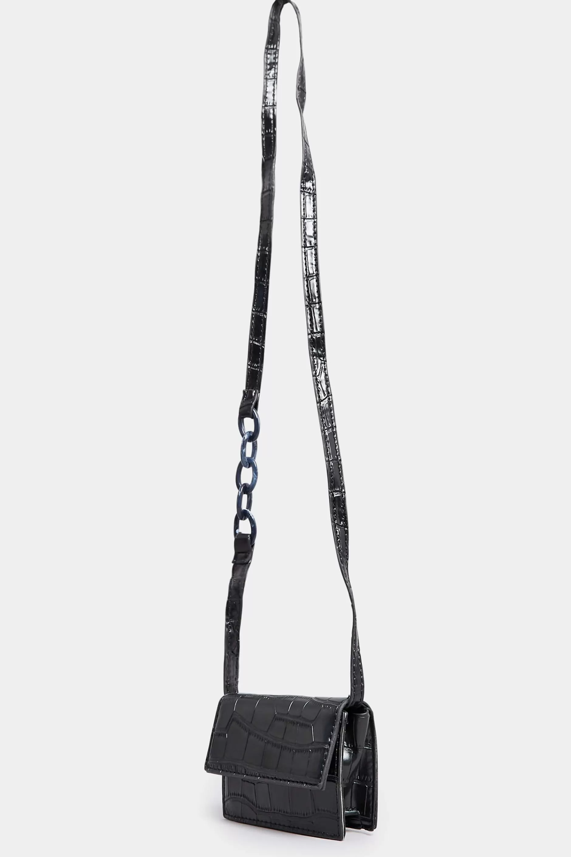 Women M&Co Bags>Yours Yours Black Croc Flap Shoulder Bag