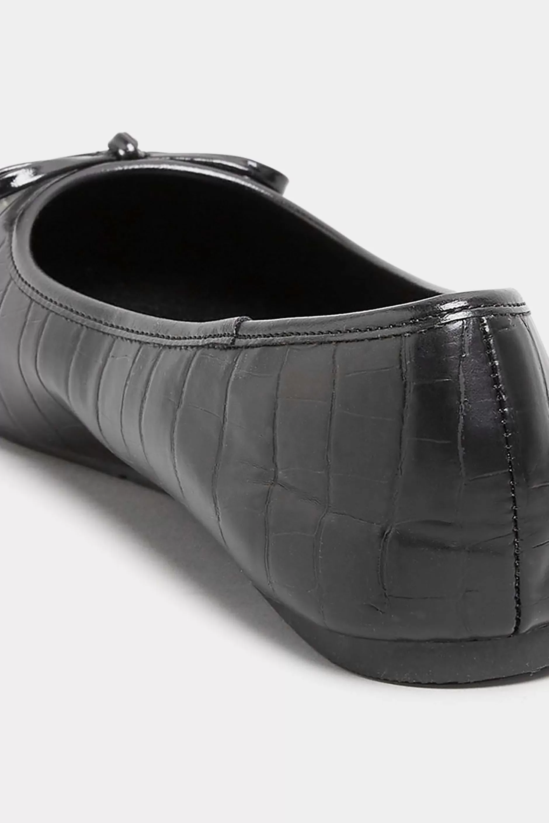 Women M&Co Flat Shoes>Yours Yours Black Croc Print Ballet Pumps In Wide E Fit & Extra Wide Eee Fit