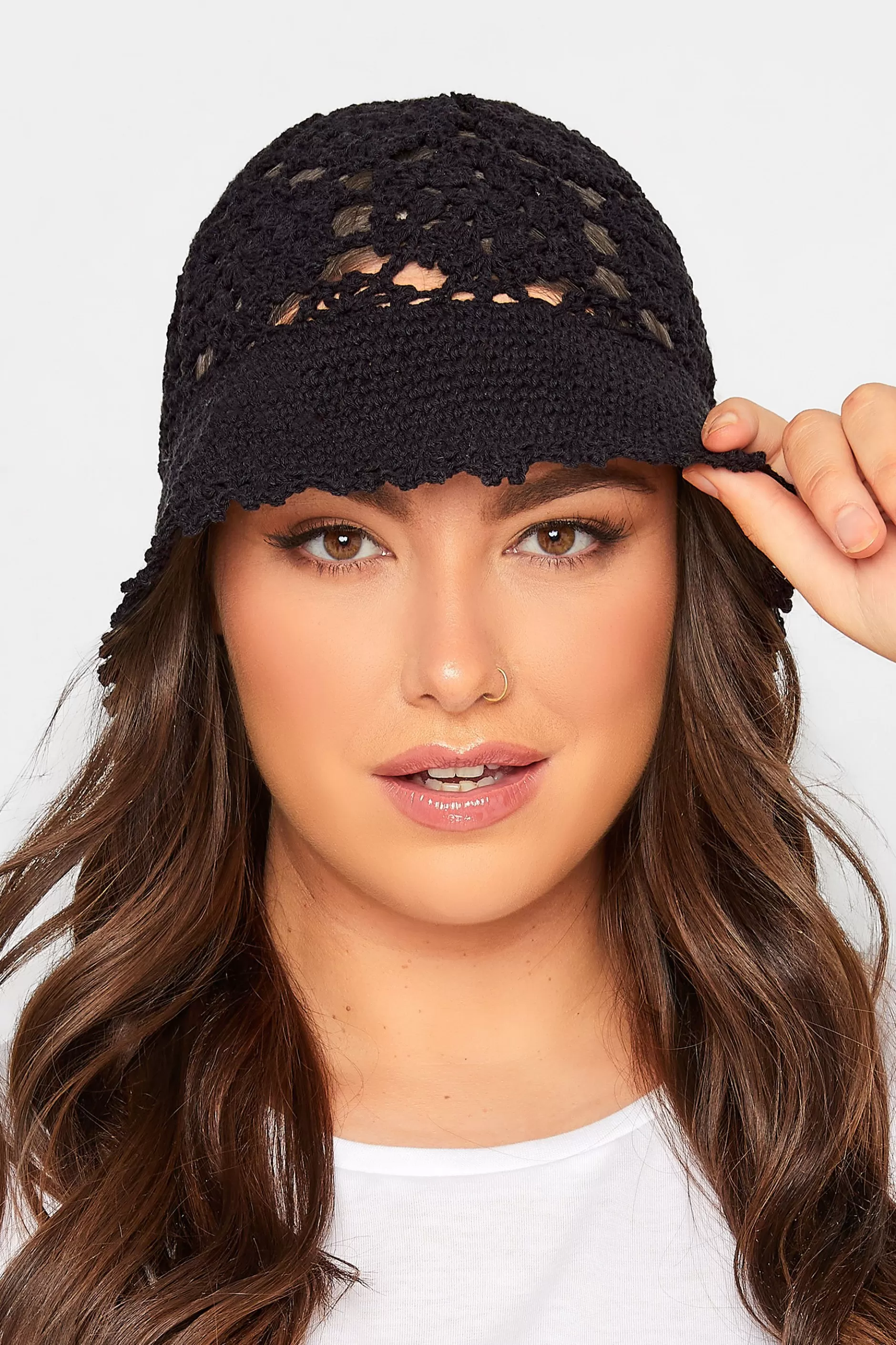 Women M&Co Hats>Yours Yours Black Crochet Bucket Hat