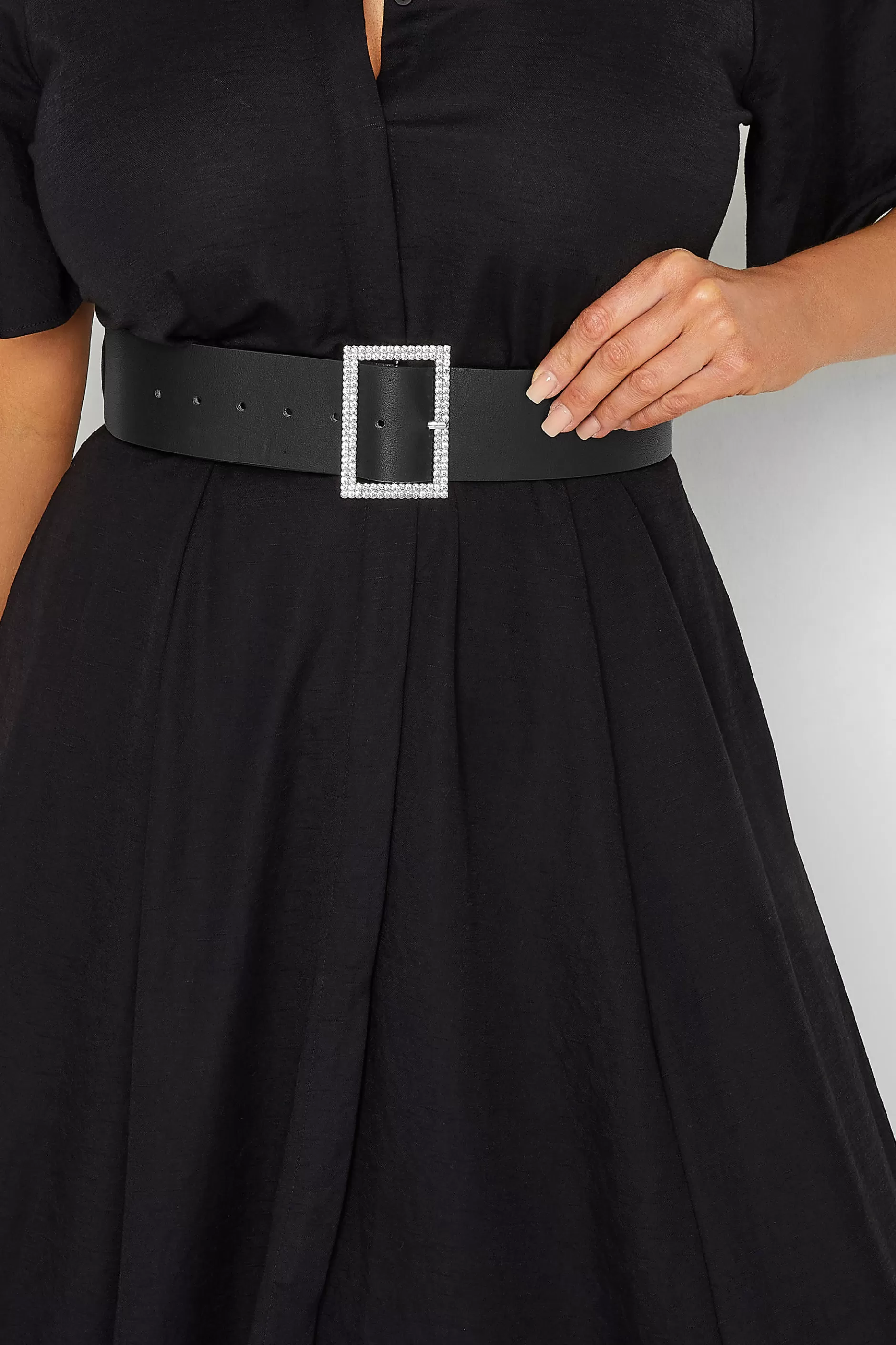 Women M&Co Belts>Yours Yours Black Diamante Buckle Wide Belt