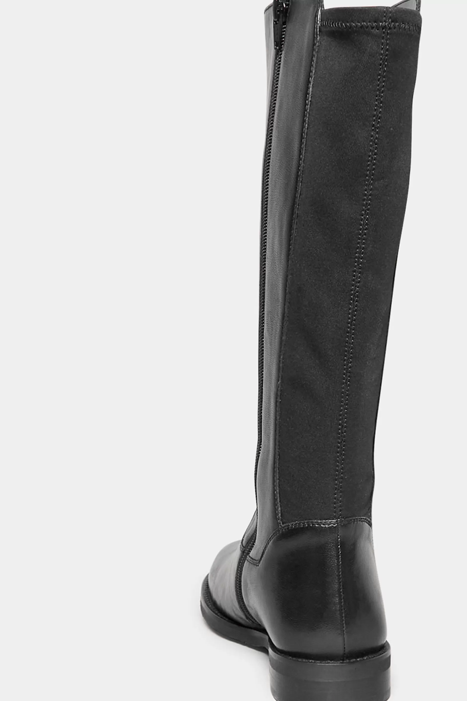 Women M&Co Boots>Yours Yours Black Elasticated Knee High Leather Boots In Wide E Fit & Extra Wide Eee Fit