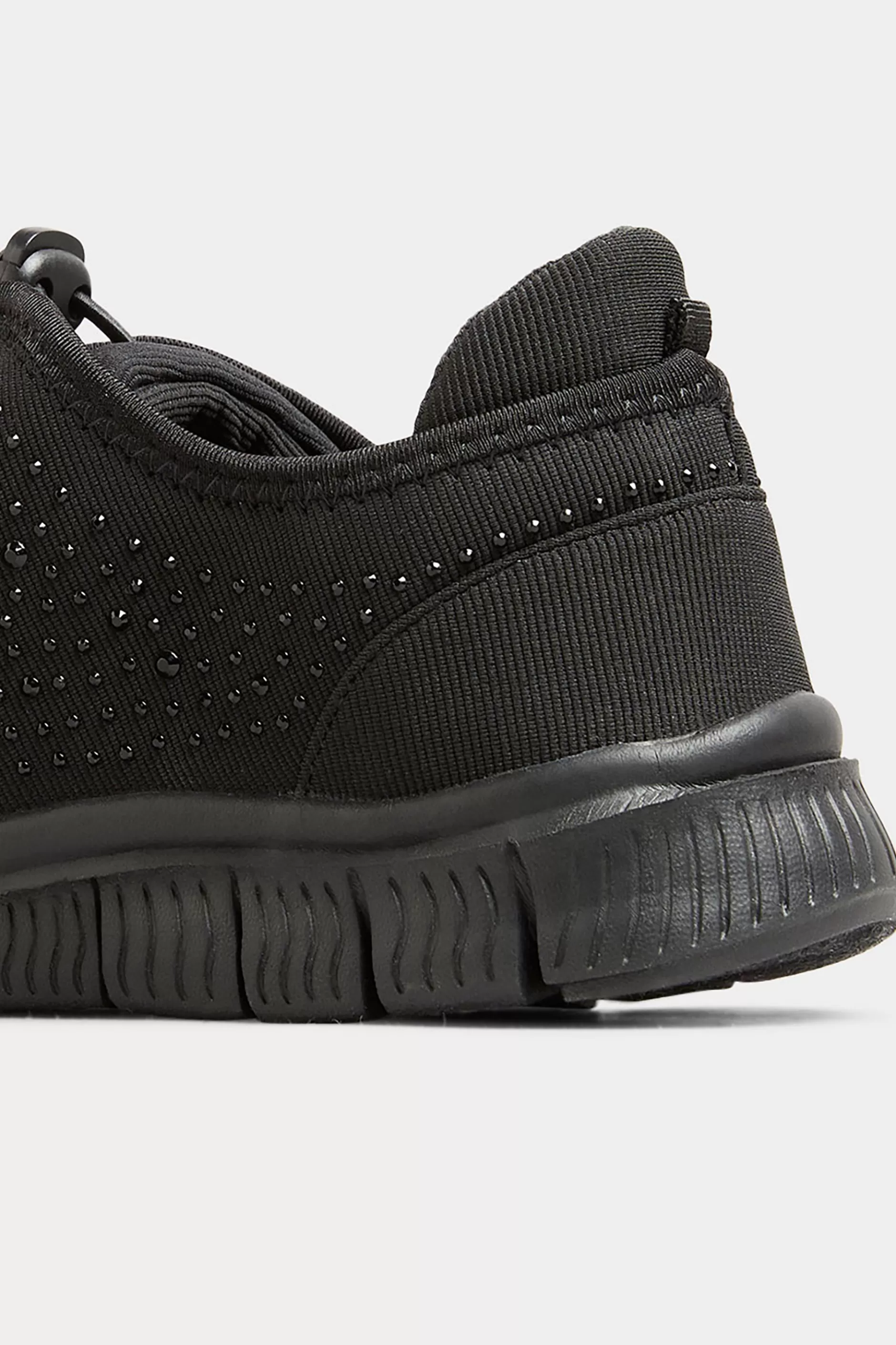 Women M&Co Flat Shoes>Yours Yours Black Embellished Drawcord Trainers In Wide E Fit & Extra Wide Eee Fit