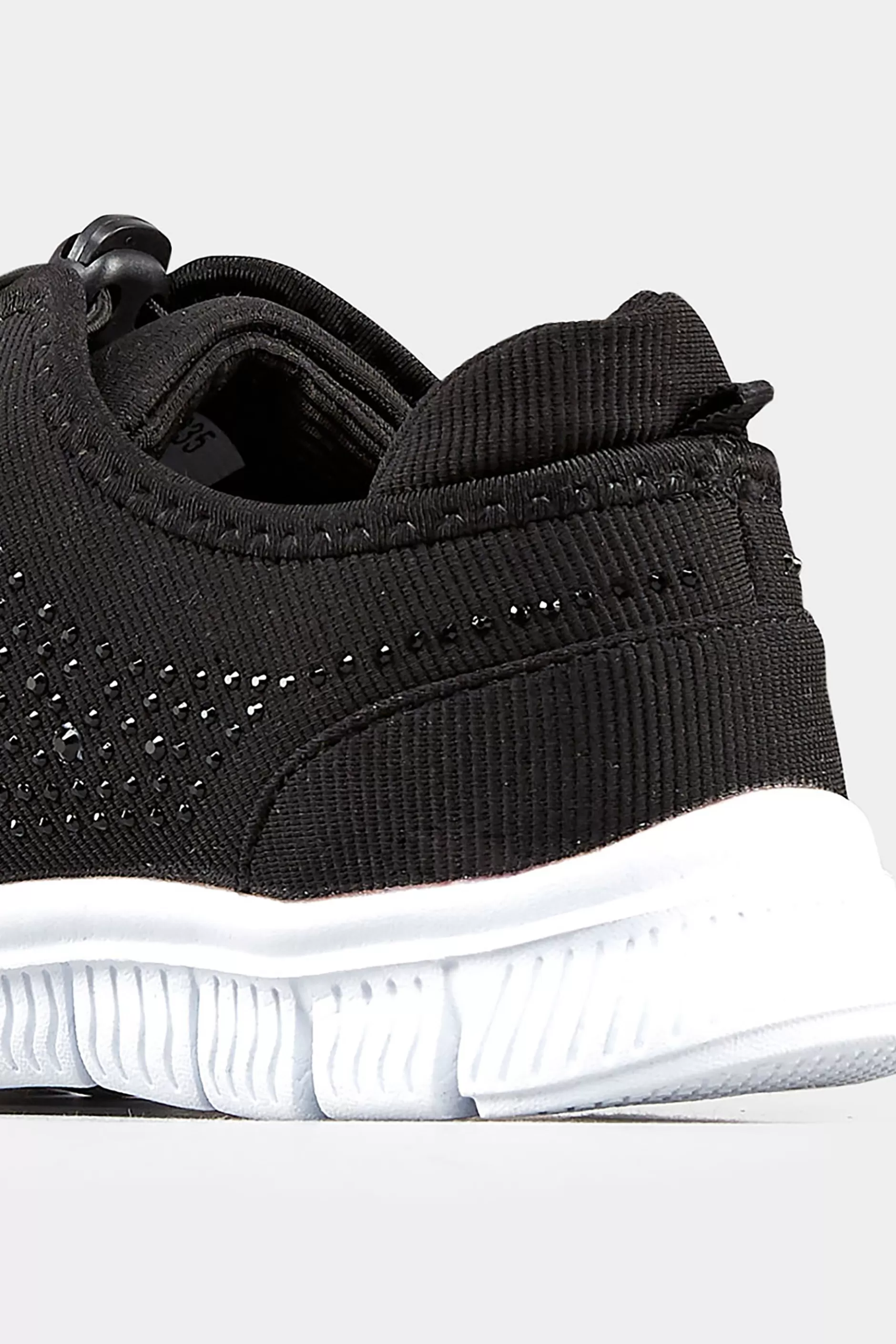 Women M&Co Flat Shoes>Yours Yours Black Embellished Trainers In Wide E Fit & Extra Wide Eee Fit