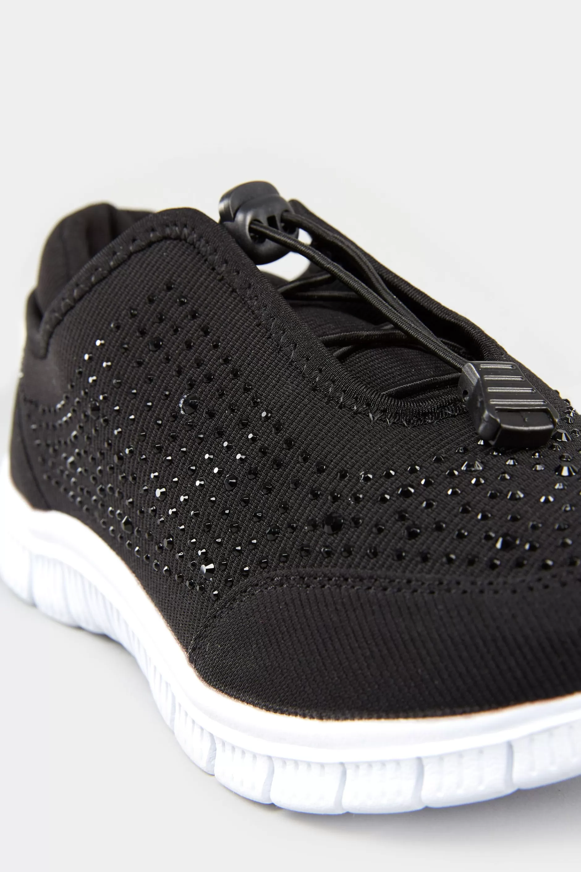 Women M&Co Flat Shoes>Yours Yours Black Embellished Trainers In Wide E Fit & Extra Wide Eee Fit