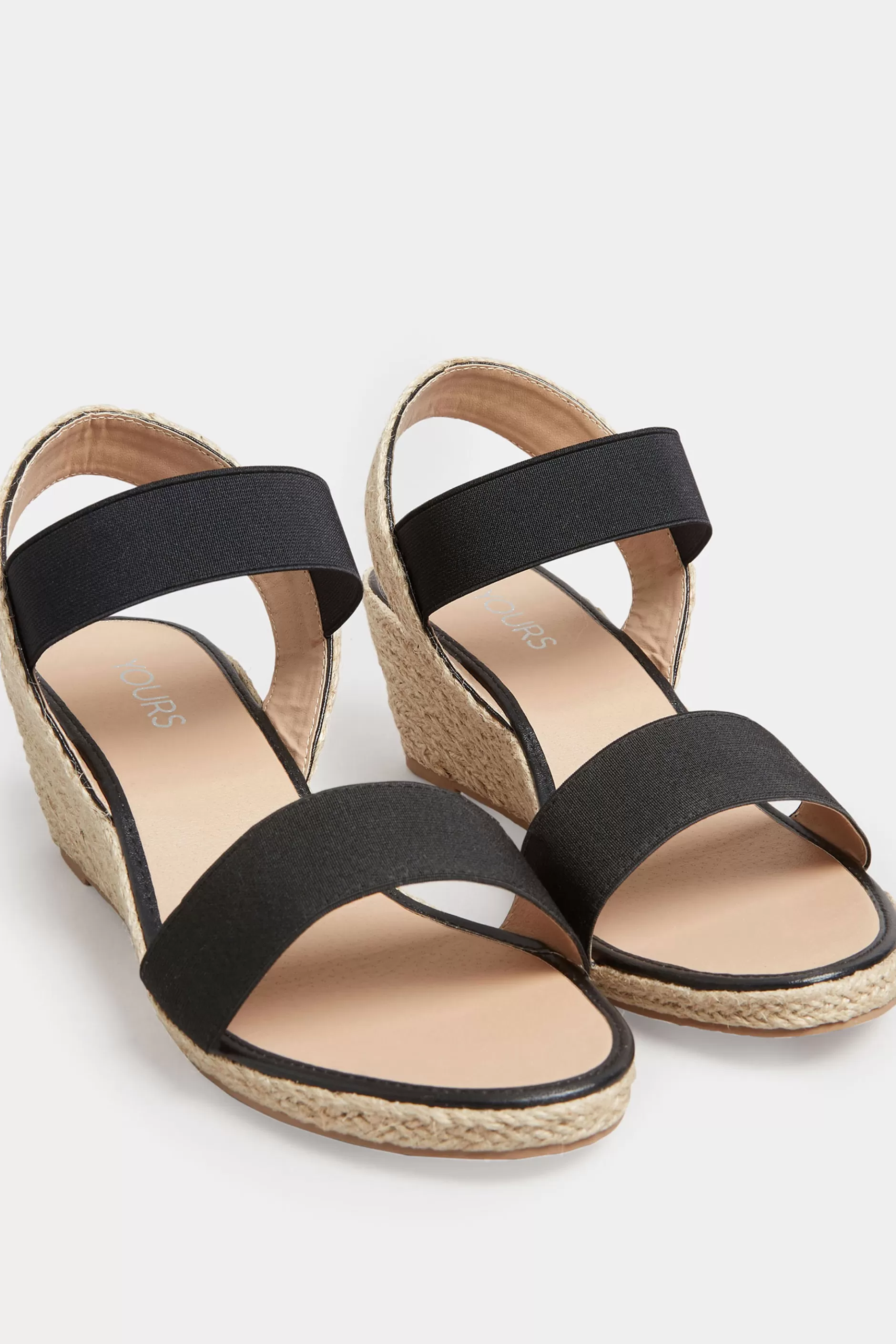 Women M&Co Heels>Yours Yours Black Espadrille Wedge Sandals In Wide E Fit & Extra Wide Eee Fit