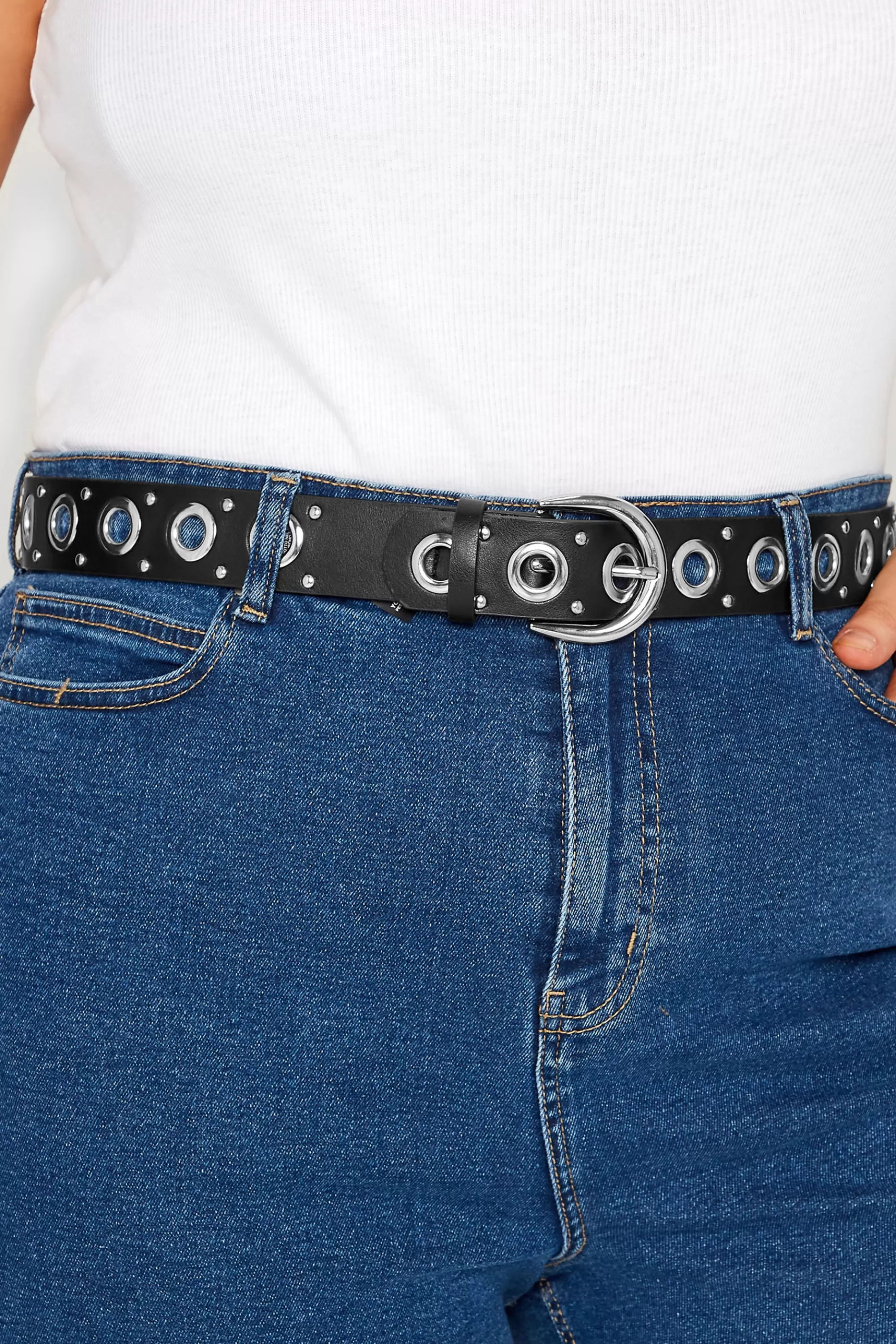 Women M&Co Belts>Yours Yours Black Eyelet Studded Belt