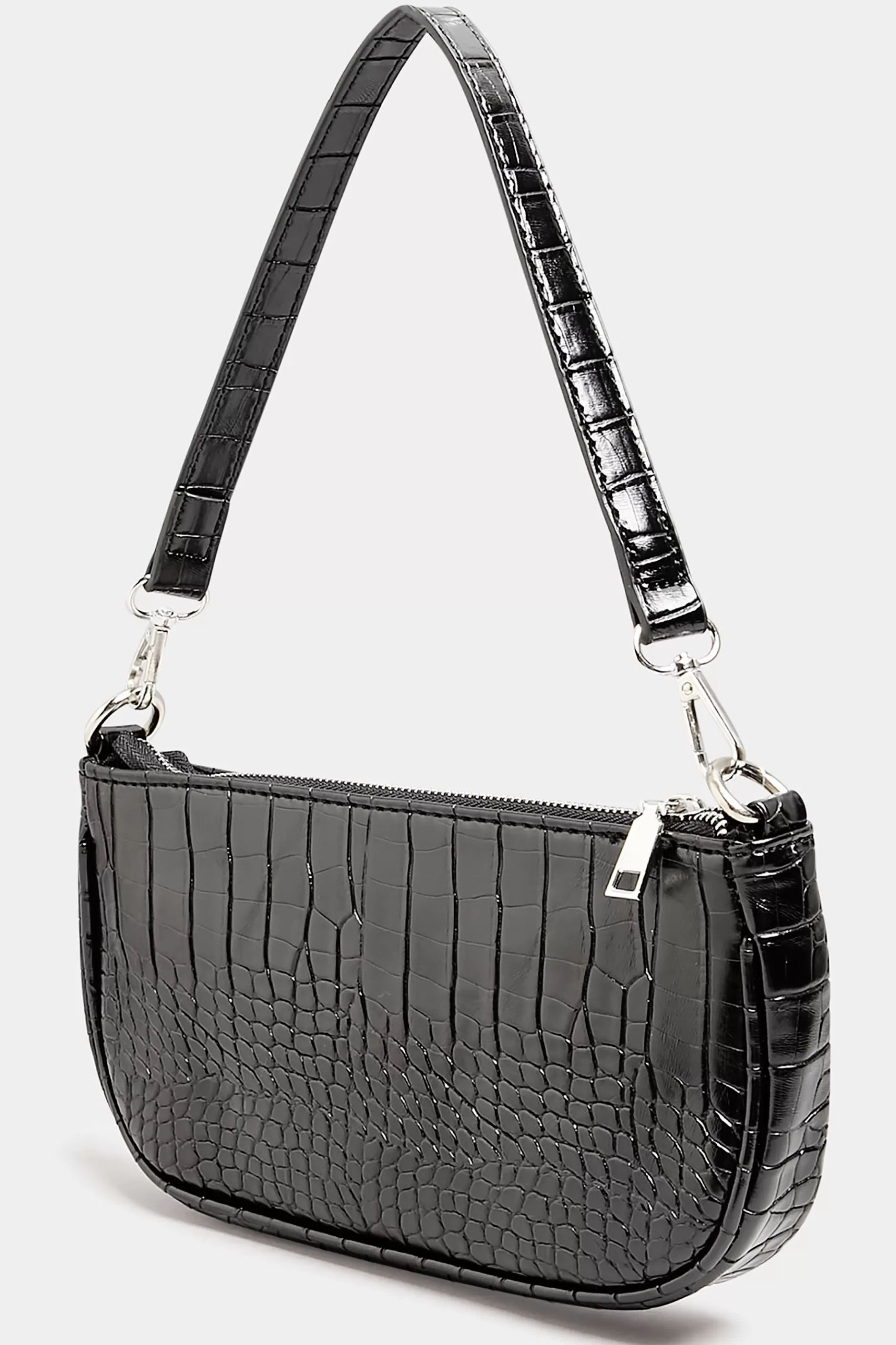 Women M&Co Bags>Yours Yours Black Faux Croc Shoulder Bag