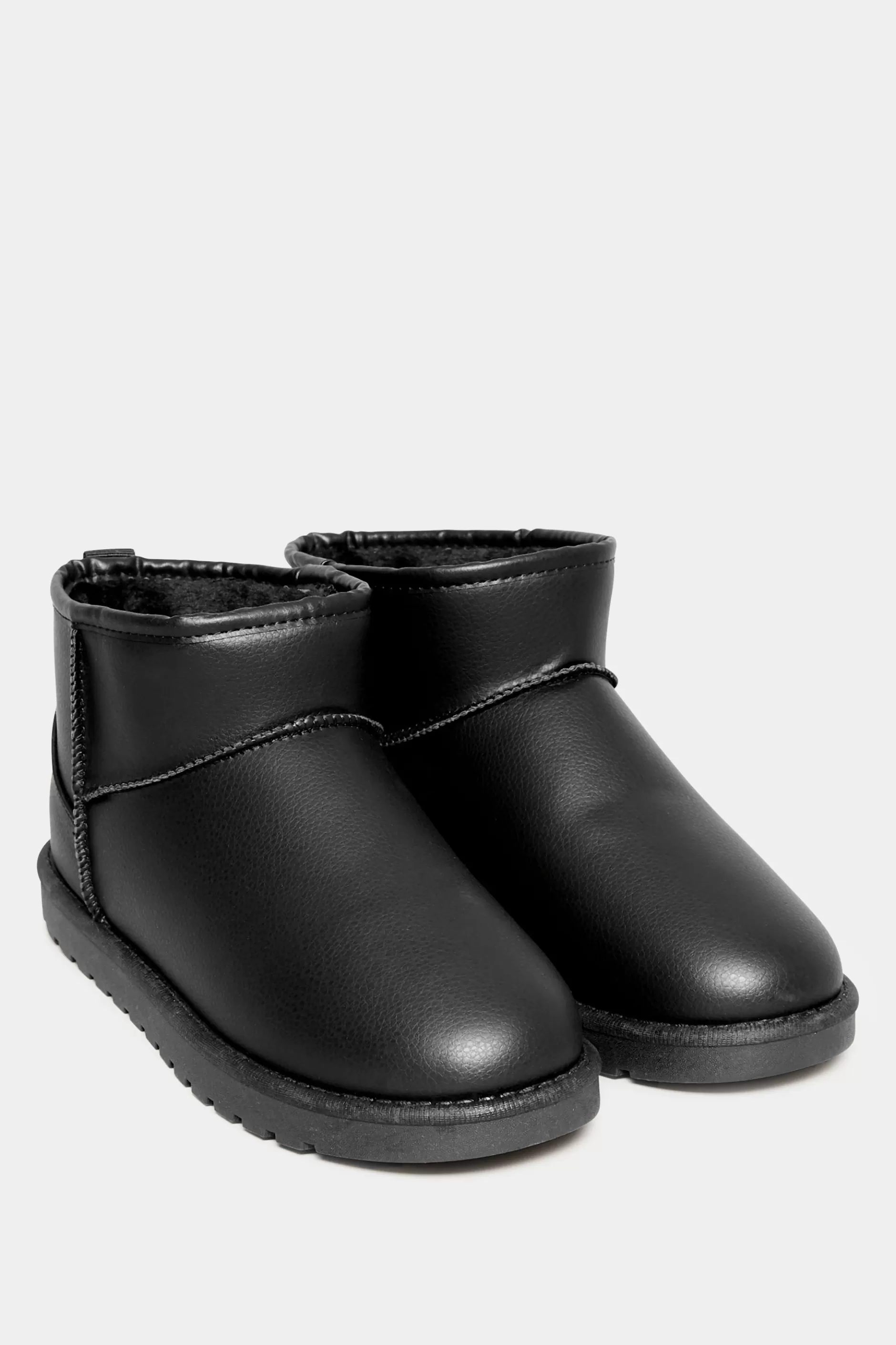 Women M&Co Boots>Yours Yours Black Faux Leather Faux Fur Lined Ankle Boots In Extra Wide Eee Fit