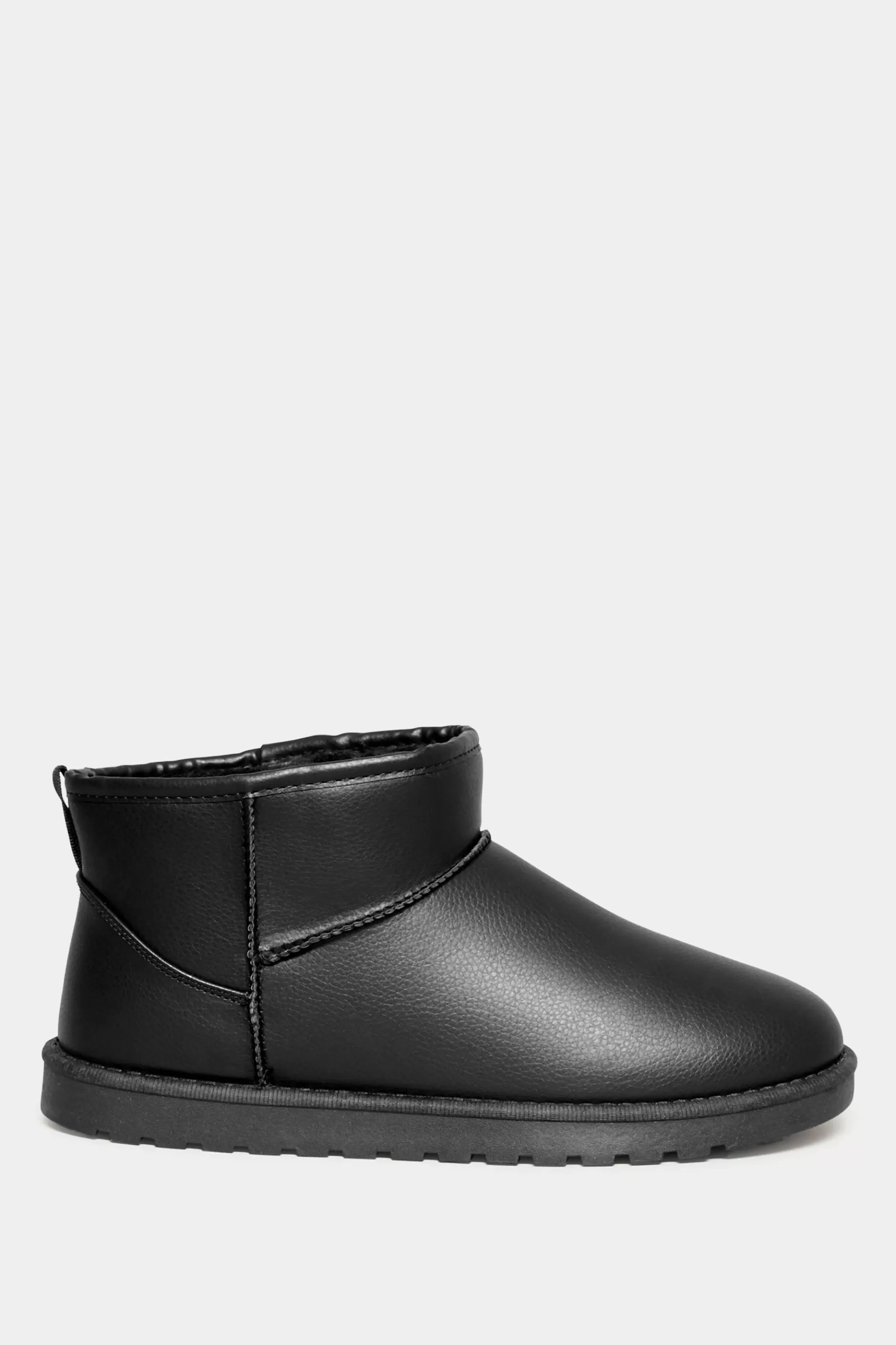 Women M&Co Boots>Yours Yours Black Faux Leather Faux Fur Lined Ankle Boots In Extra Wide Eee Fit