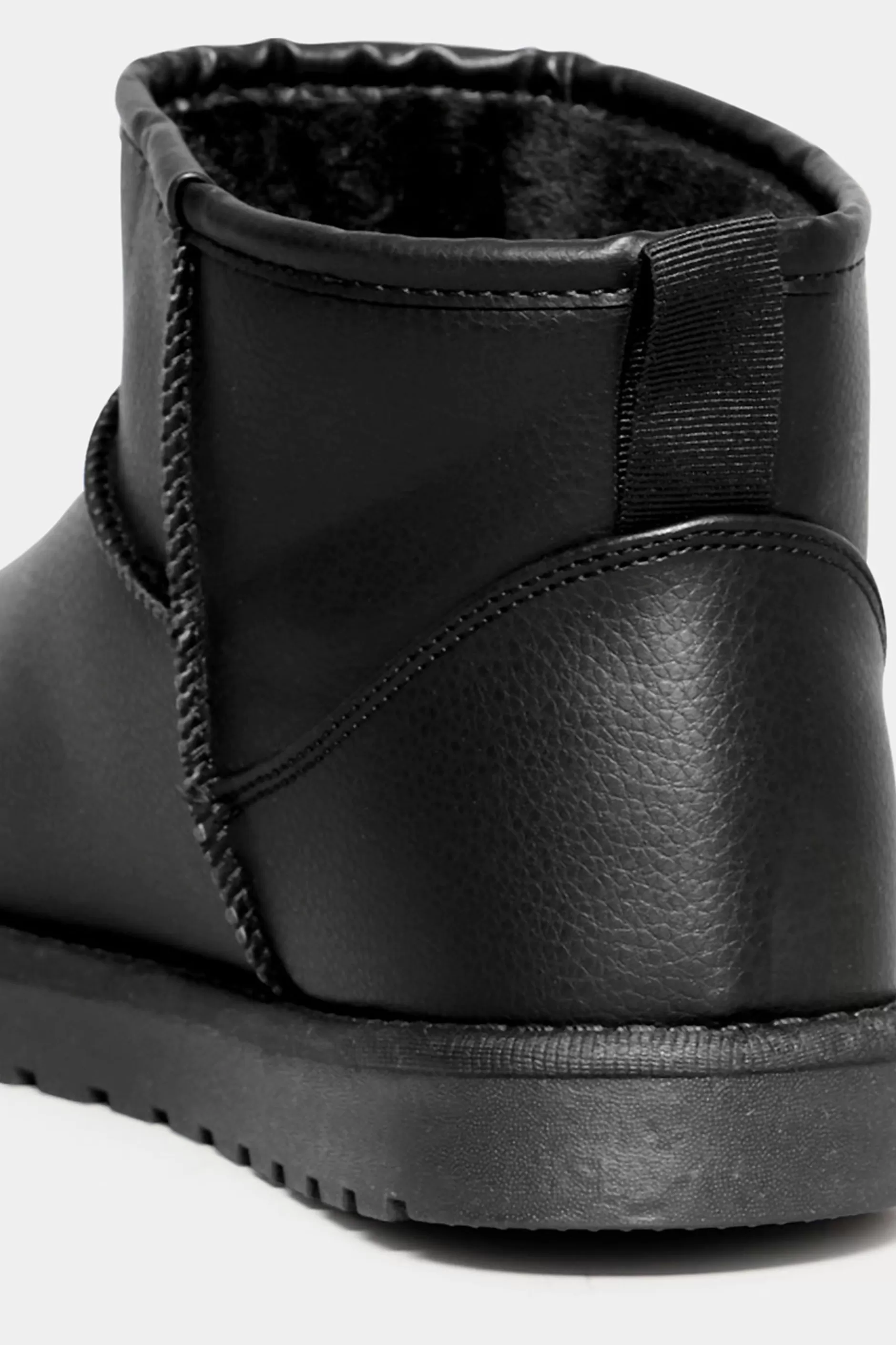 Women M&Co Boots>Yours Yours Black Faux Leather Faux Fur Lined Ankle Boots In Extra Wide Eee Fit