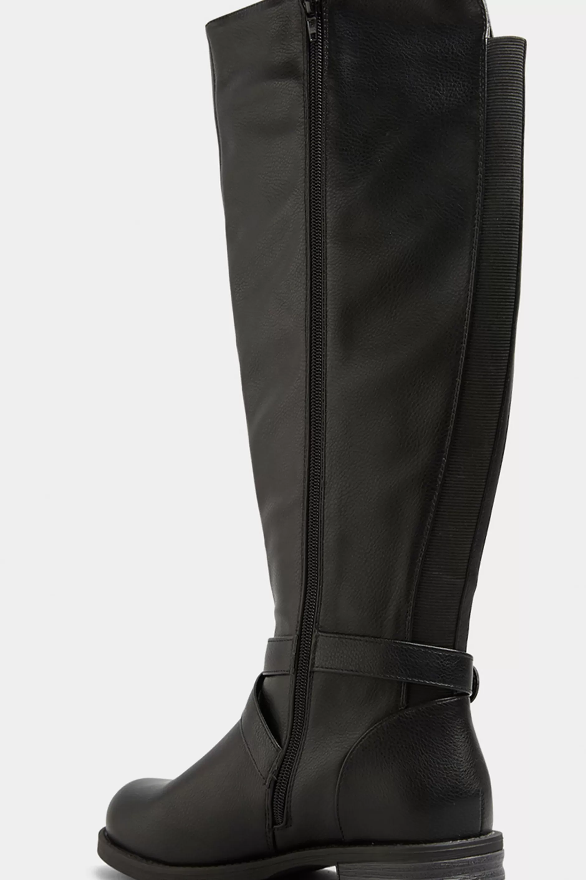 Women M&Co Boots>Yours Yours Black Faux Leather Knee High Boots In Wide E Fit & Extra Wide Ee Fit