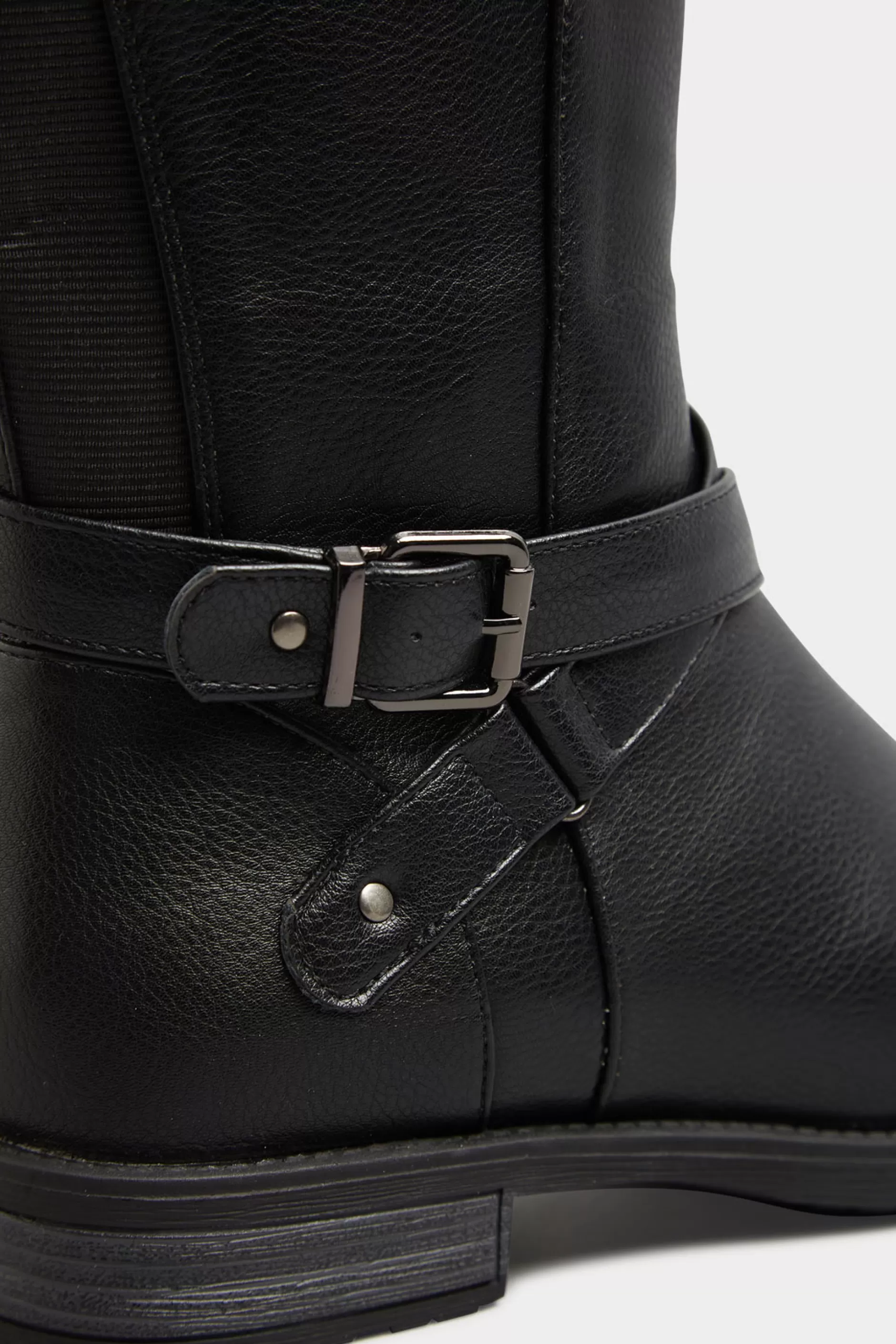 Women M&Co Boots>Yours Yours Black Faux Leather Knee High Boots In Wide E Fit & Extra Wide Ee Fit
