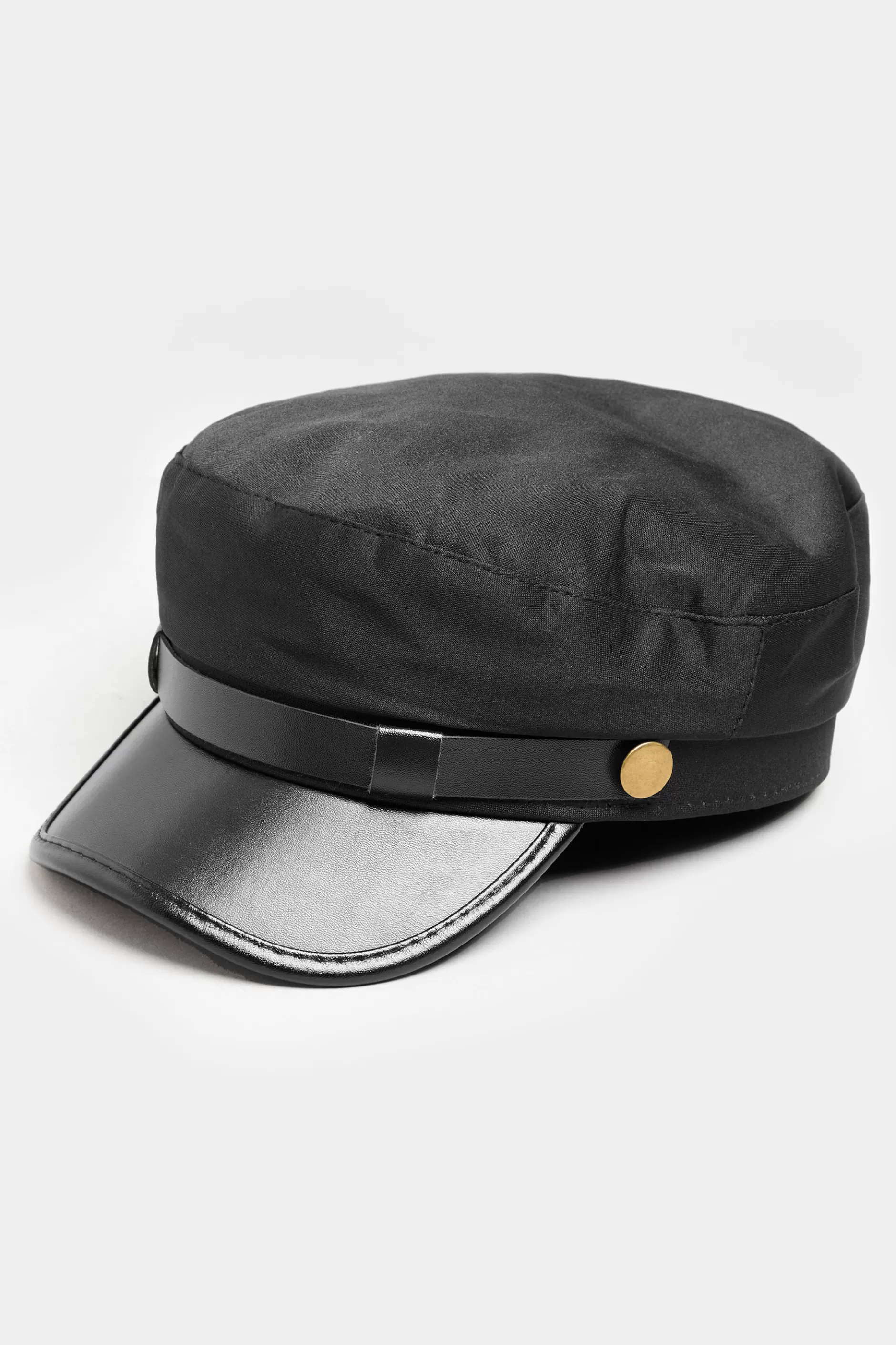 Women M&Co Hats>Yours Yours Black Faux Leather Peak Baker Boy Hat