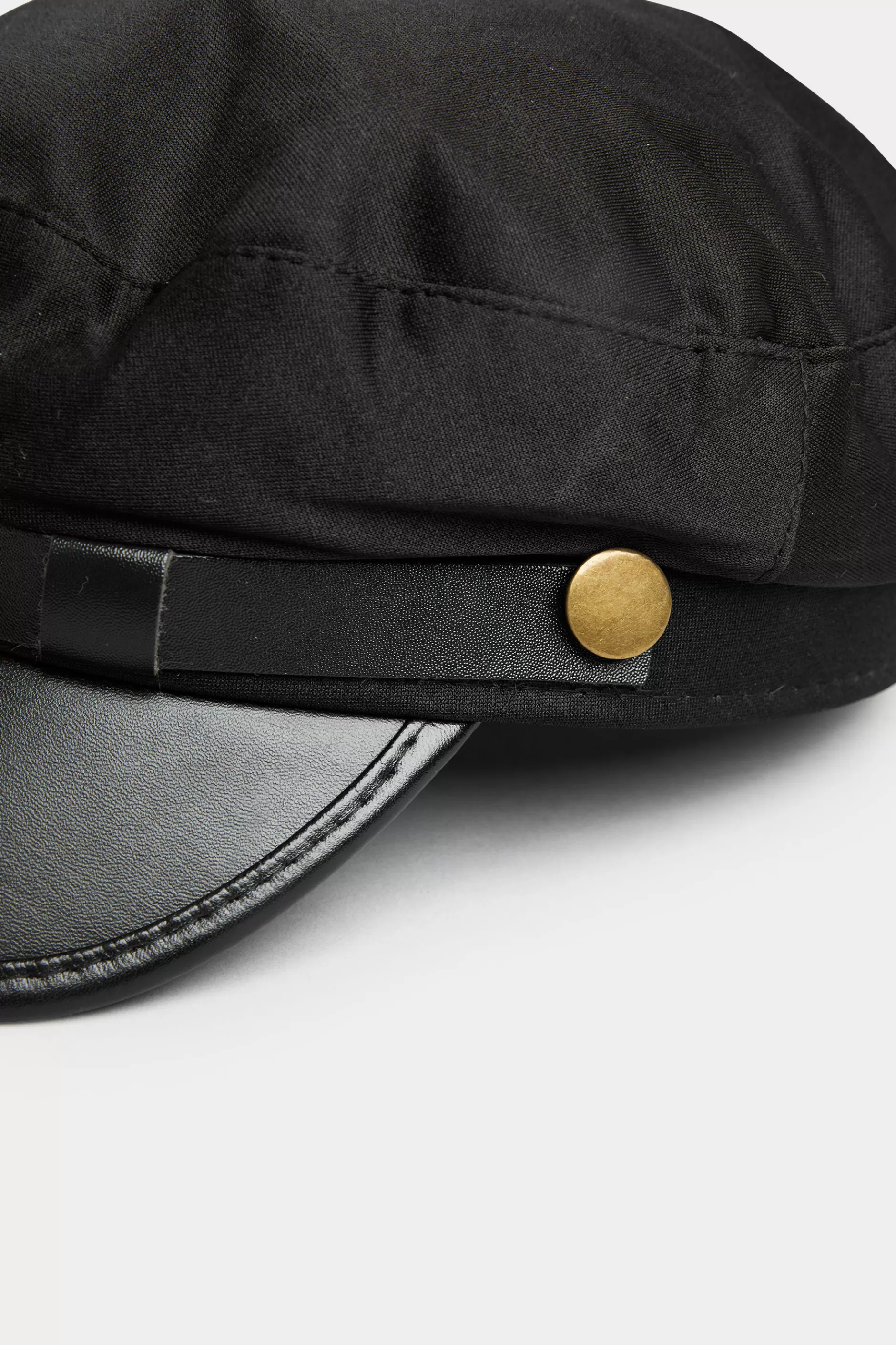 Women M&Co Hats>Yours Yours Black Faux Leather Peak Baker Boy Hat