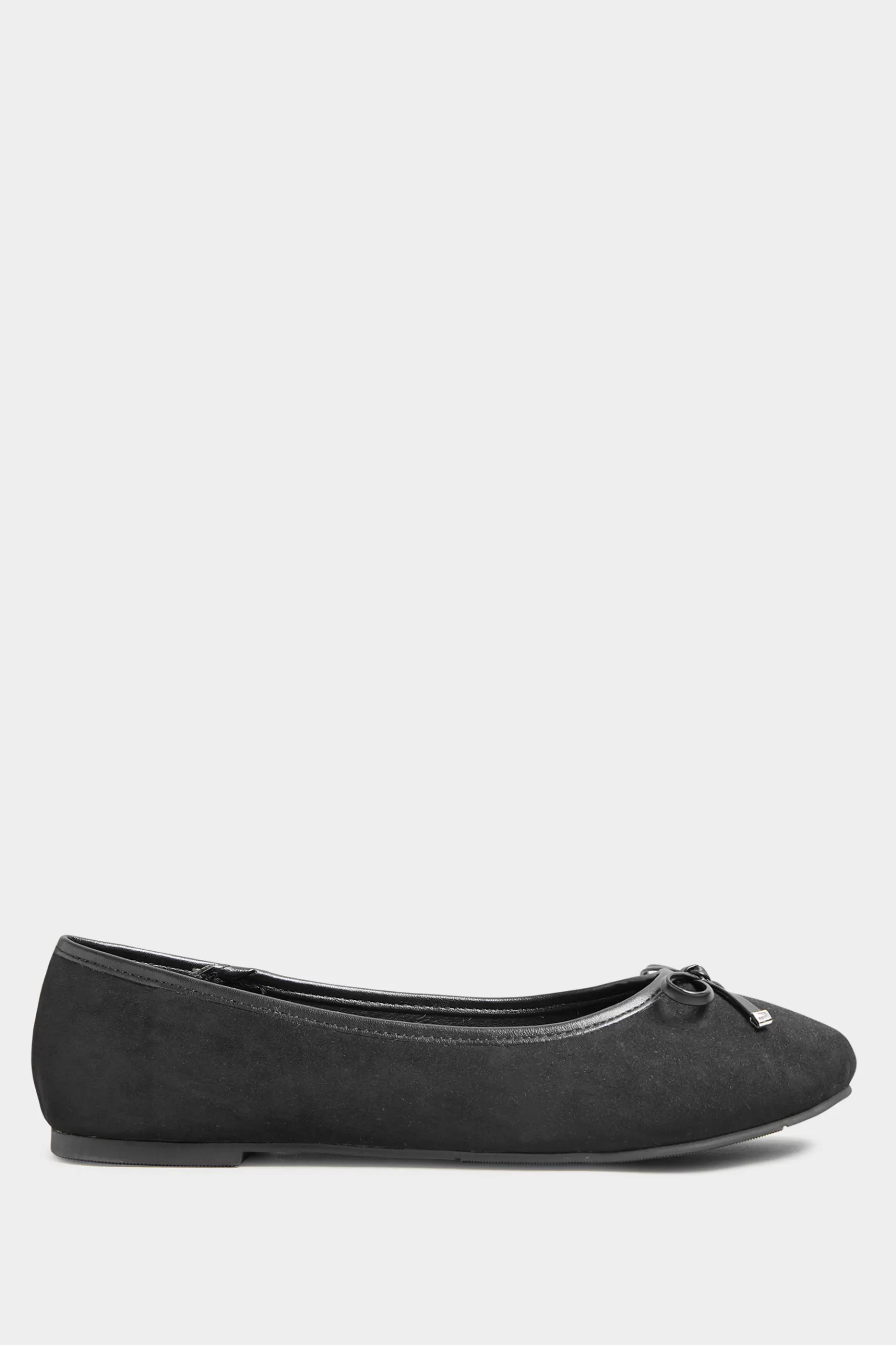 Women M&Co Flat Shoes>Yours Yours Black Faux Suede Ballerina Pumps In Wide E Fit & Extra Wide Eee Fit