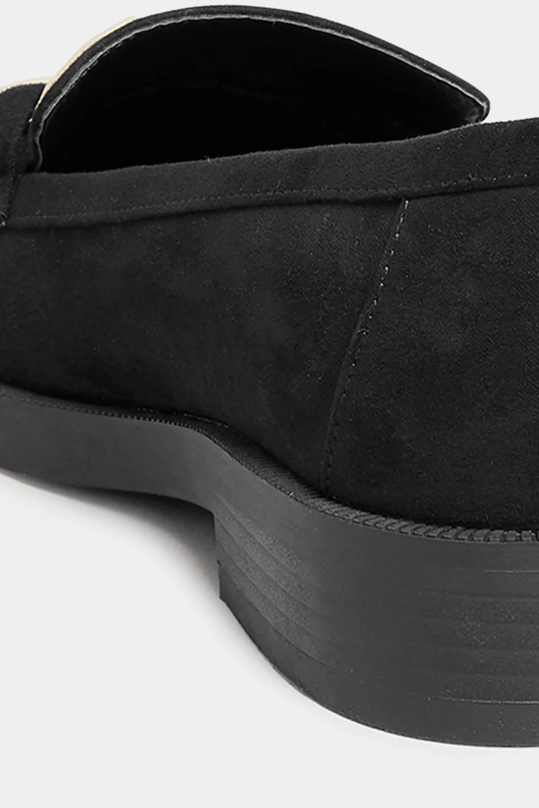 Women M&Co Flat Shoes>Yours Yours Black Faux Suede Chain Detail Loafers In Wide E Fit & Extra Wide Eee Fit