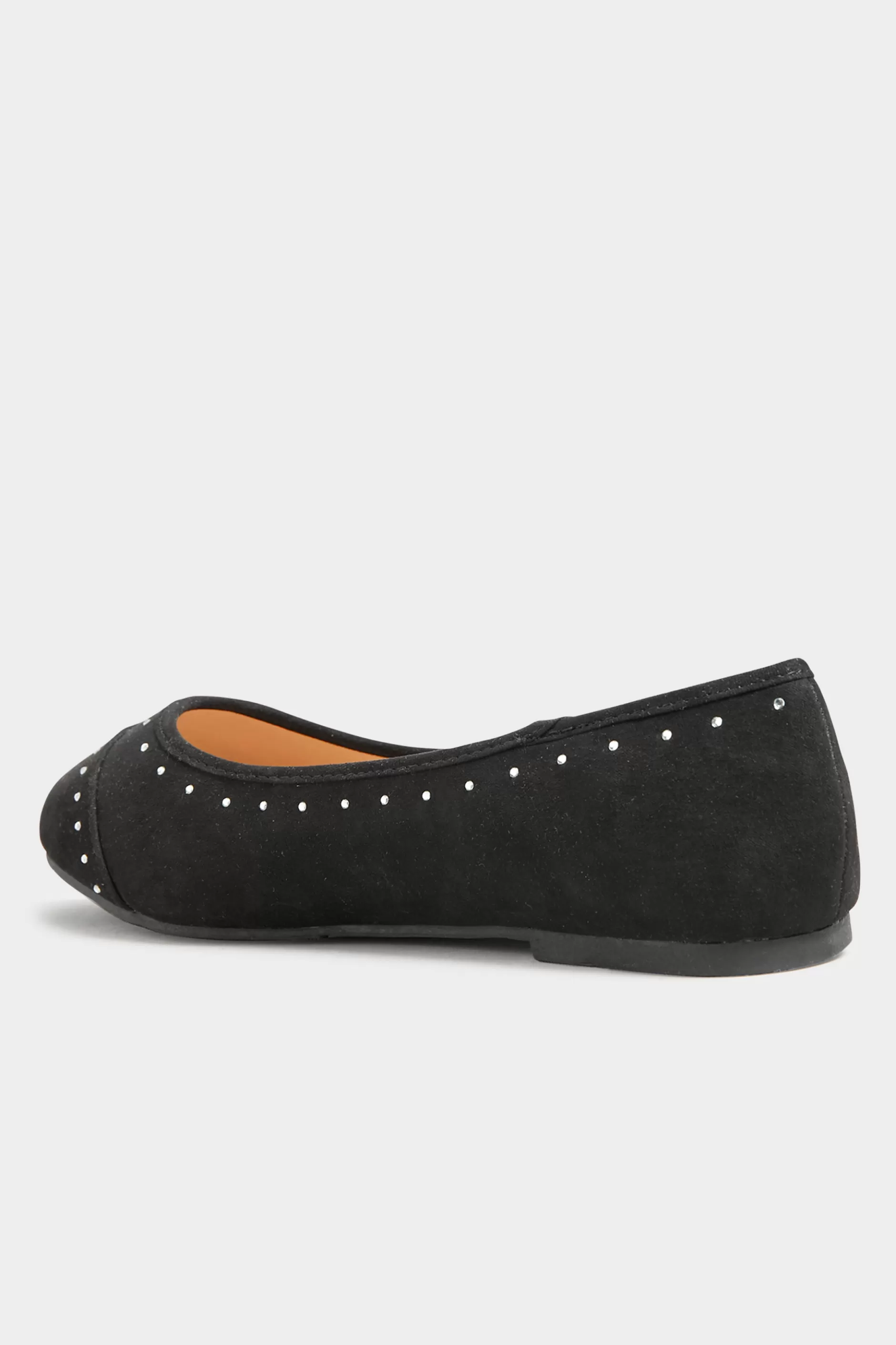 Women M&Co Flat Shoes>Yours Yours Black Faux Suede Diamante Ballerina Pumps In Wide E Fit & Extra Wide Eee Fit