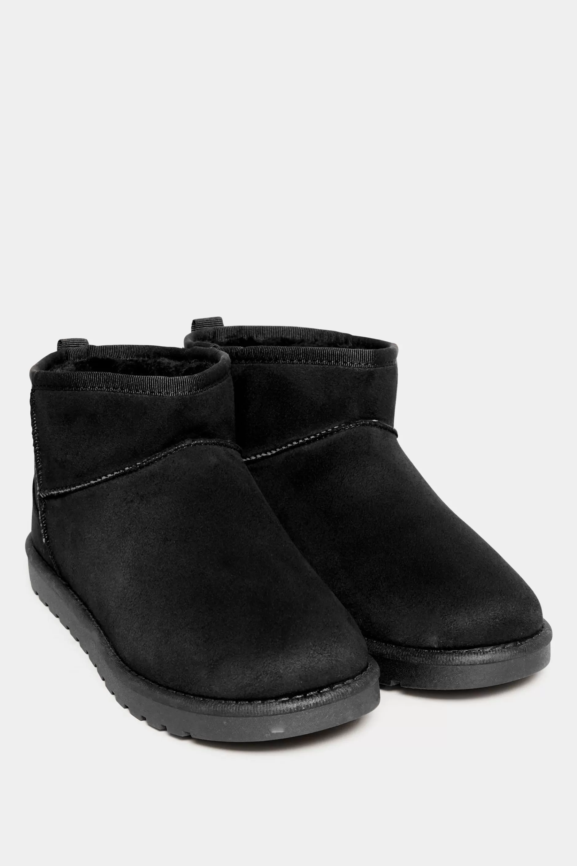 Women M&Co Boots>Yours Yours Black Faux Suede Faux Fur Lined Ankle Boots In Wide E Fit & Extra Wide Eee Fit