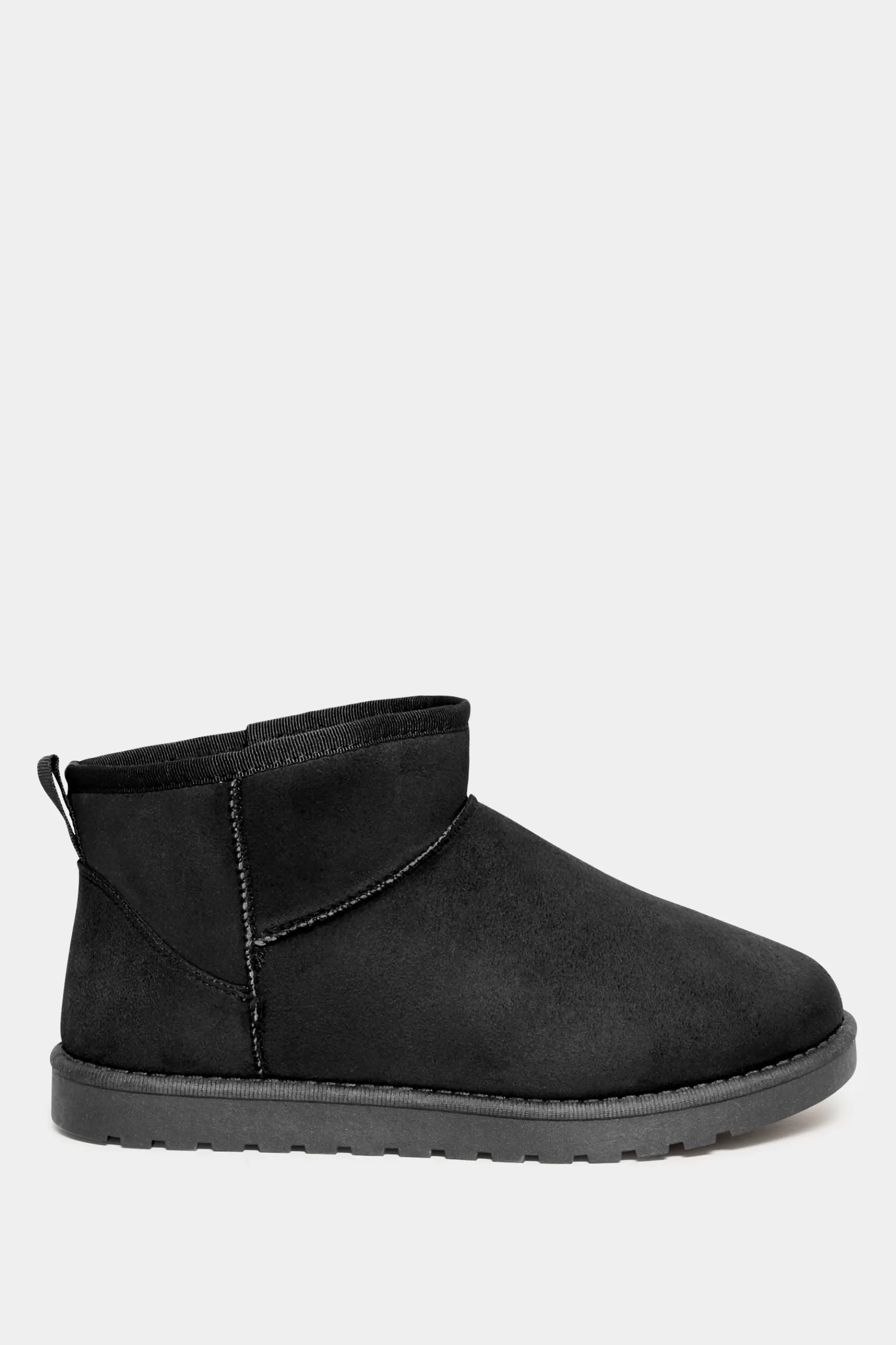 Women M&Co Boots>Yours Yours Black Faux Suede Faux Fur Lined Ankle Boots In Wide E Fit & Extra Wide Eee Fit