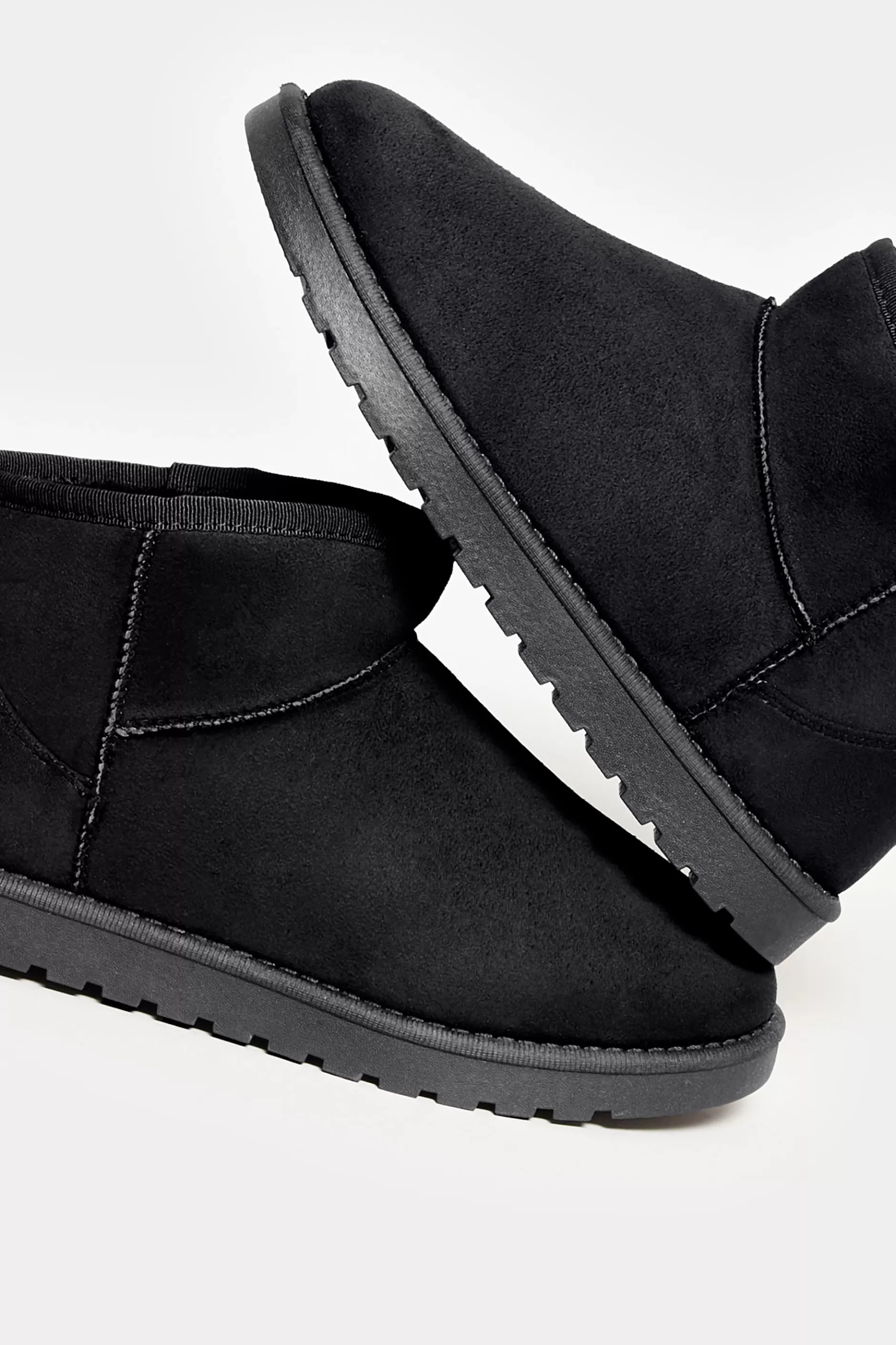 Women M&Co Boots>Yours Yours Black Faux Suede Faux Fur Lined Ankle Boots In Wide E Fit & Extra Wide Eee Fit
