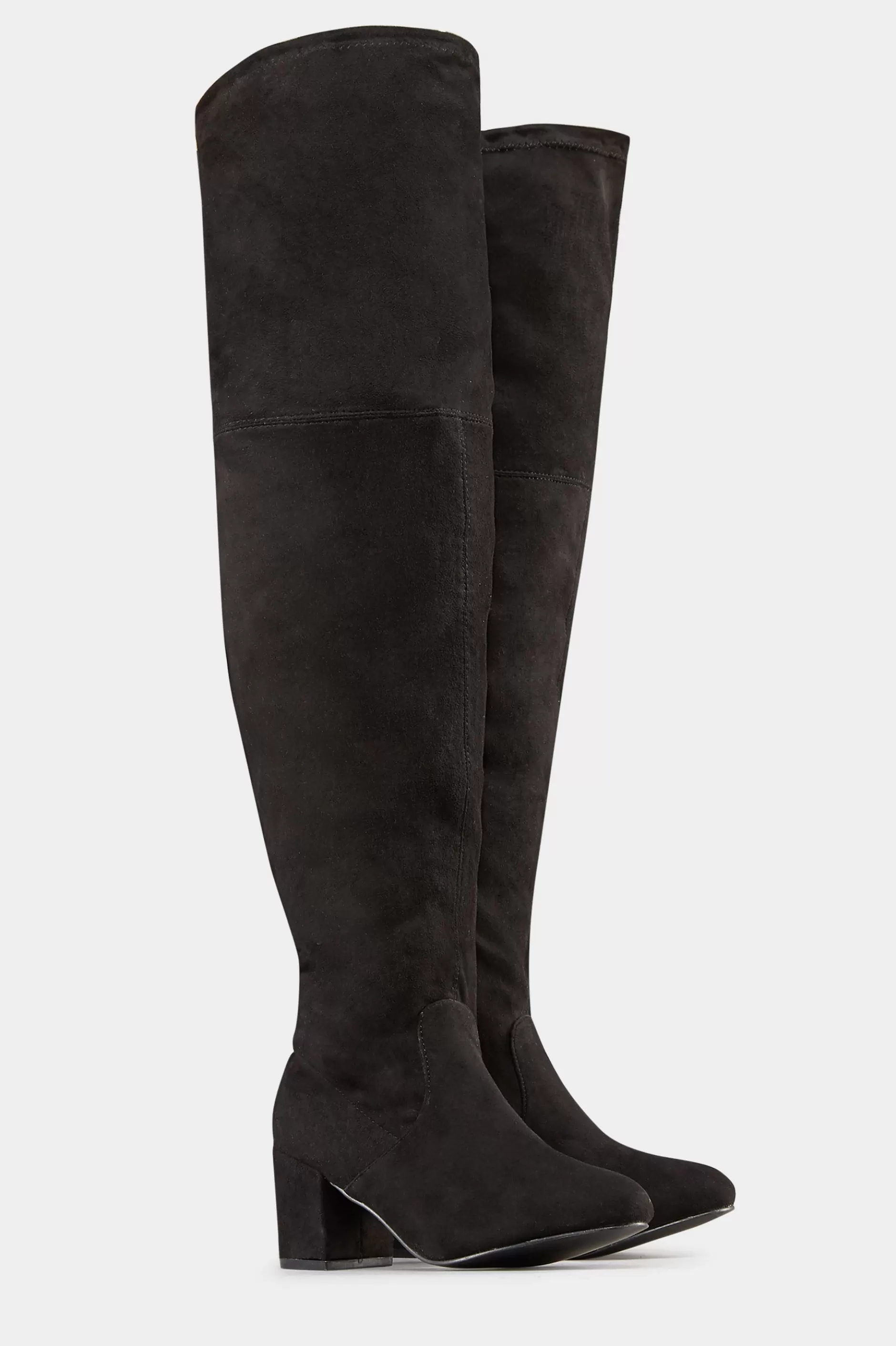 Women M&Co Boots>Yours Yours Black Faux Suede Over The Knee Boots In Wide E Fit & Extra Wide Eee Fit