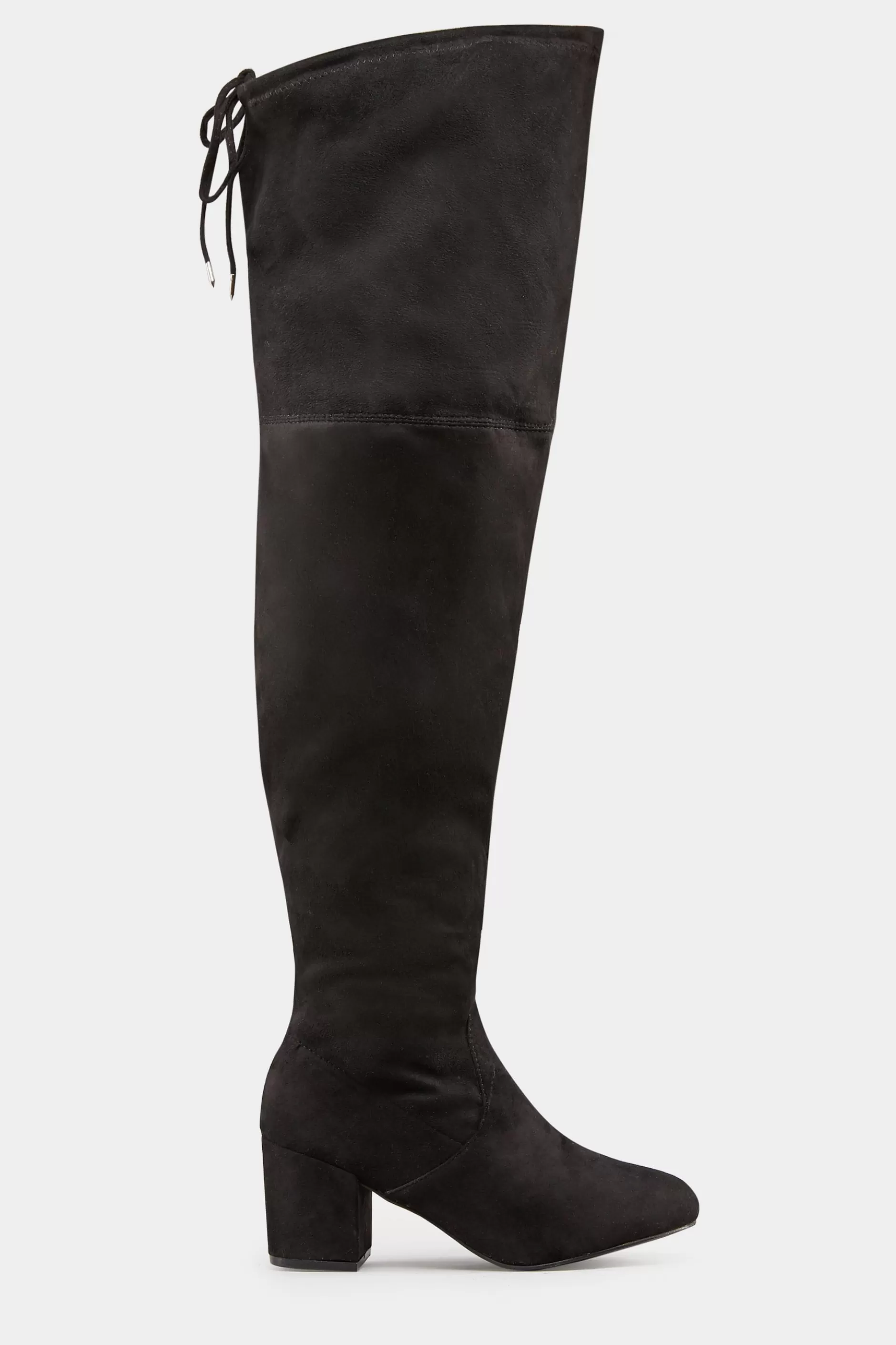 Women M&Co Boots>Yours Yours Black Faux Suede Over The Knee Boots In Wide E Fit & Extra Wide Eee Fit