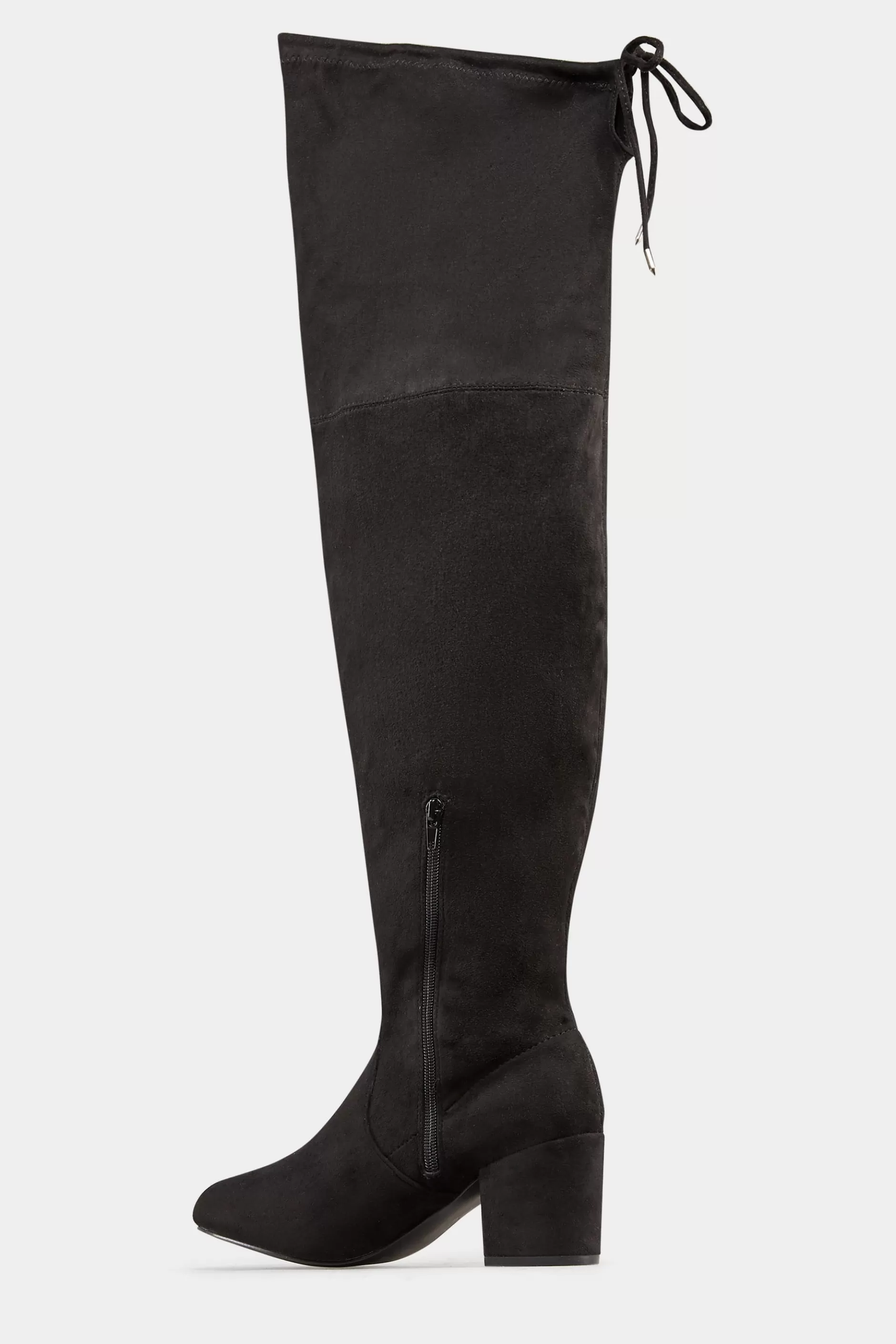 Women M&Co Boots>Yours Yours Black Faux Suede Over The Knee Boots In Wide E Fit & Extra Wide Eee Fit