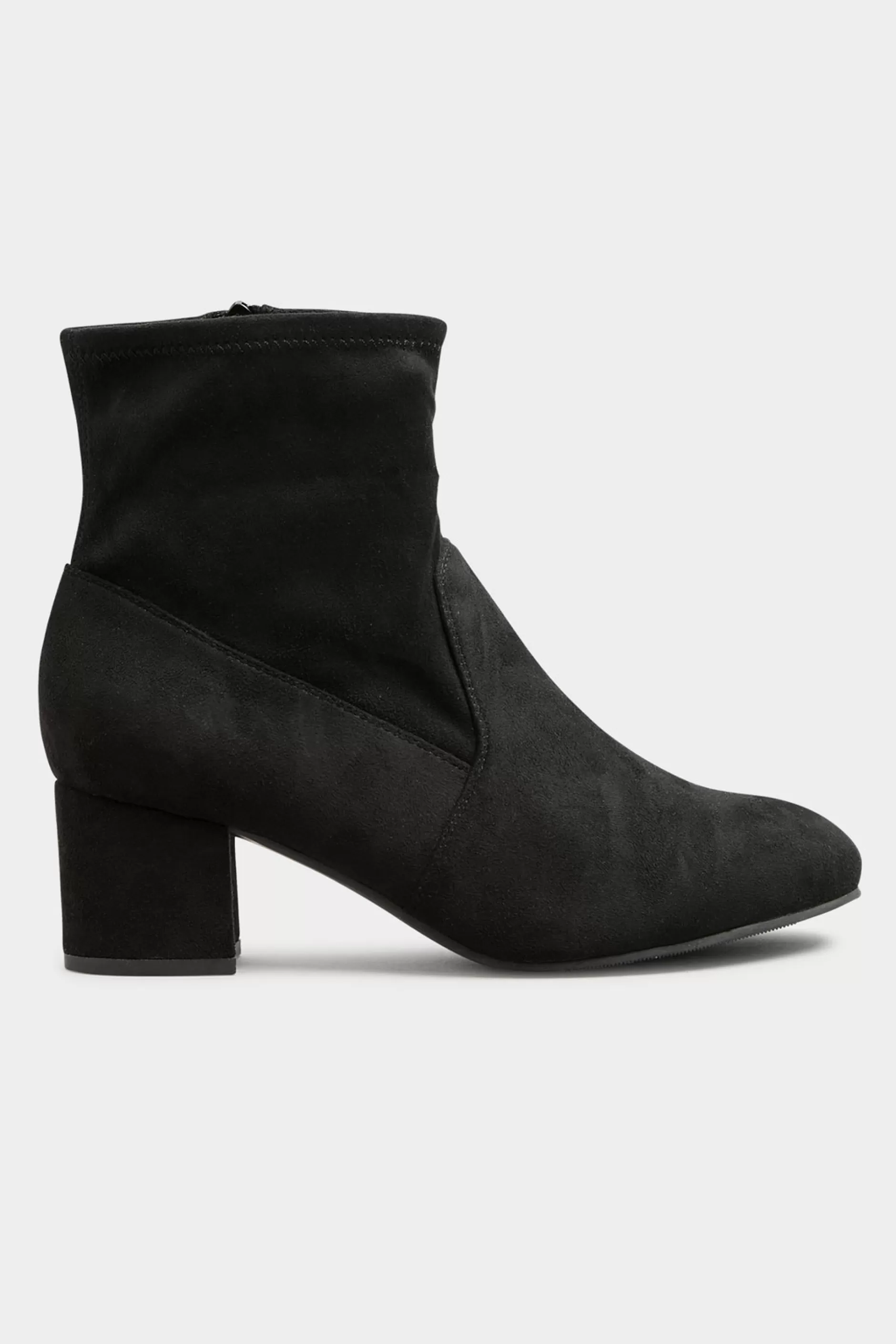 Women M&Co Boots>Yours Yours Black Faux Suede Stretch Block Heeled Sock Boots In Wide E Fit & Extra Wide Eee Fit
