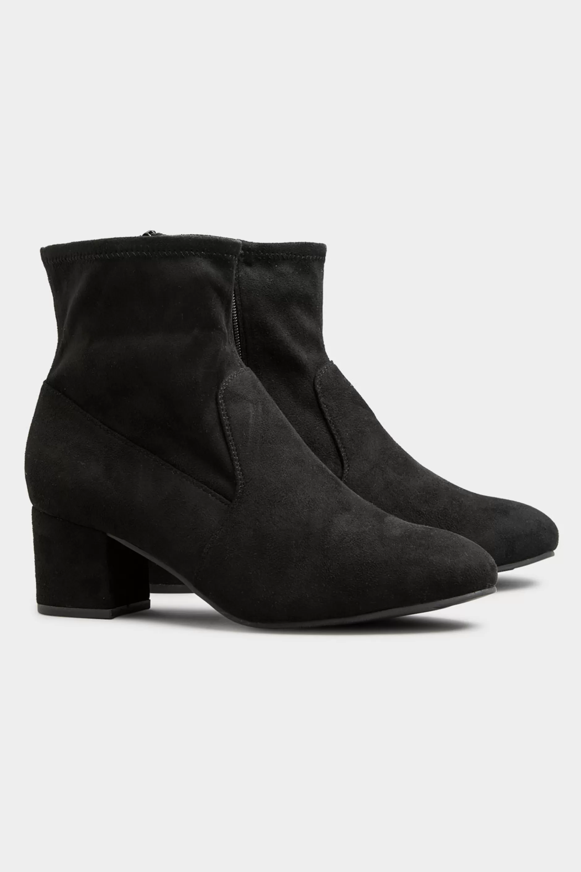 Women M&Co Boots>Yours Yours Black Faux Suede Stretch Block Heeled Sock Boots In Wide E Fit & Extra Wide Eee Fit