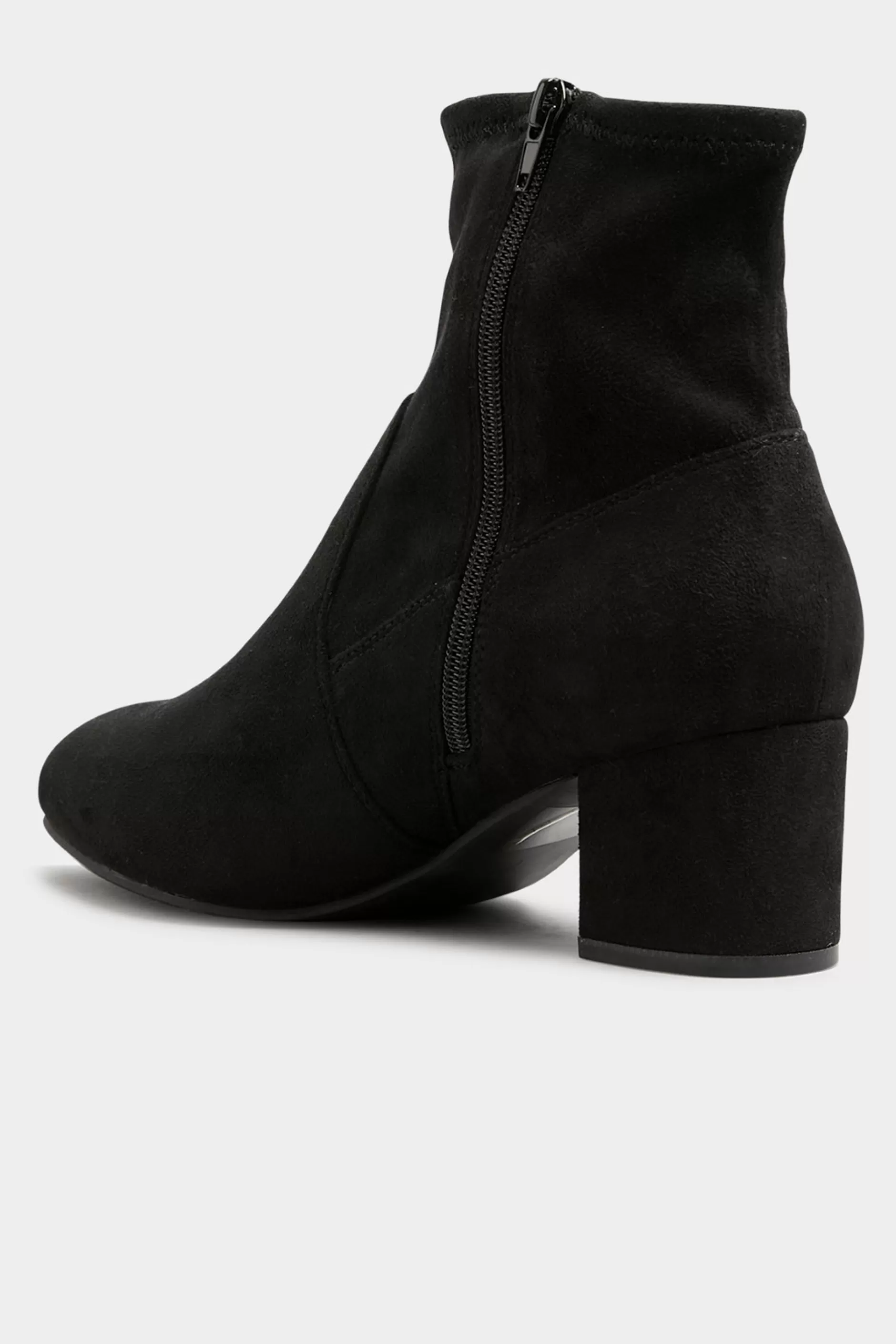 Women M&Co Boots>Yours Yours Black Faux Suede Stretch Block Heeled Sock Boots In Wide E Fit & Extra Wide Eee Fit