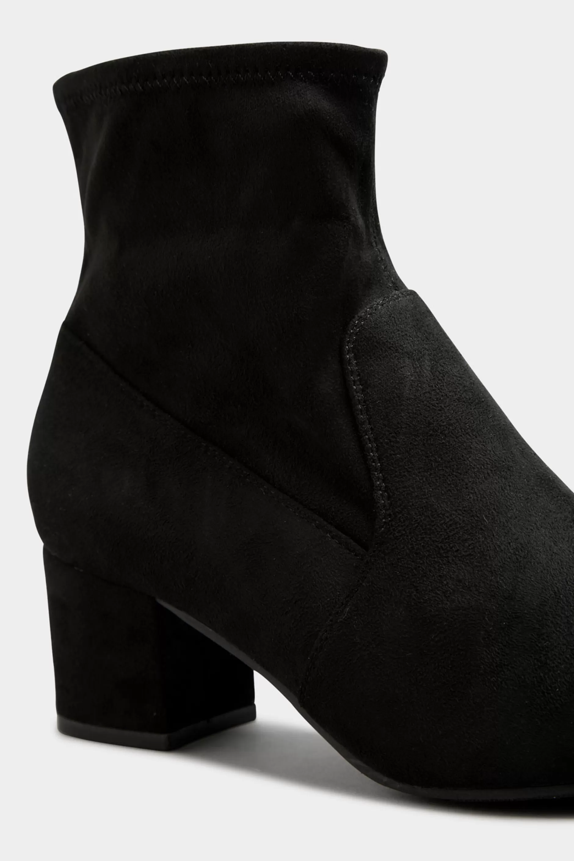 Women M&Co Boots>Yours Yours Black Faux Suede Stretch Block Heeled Sock Boots In Wide E Fit & Extra Wide Eee Fit