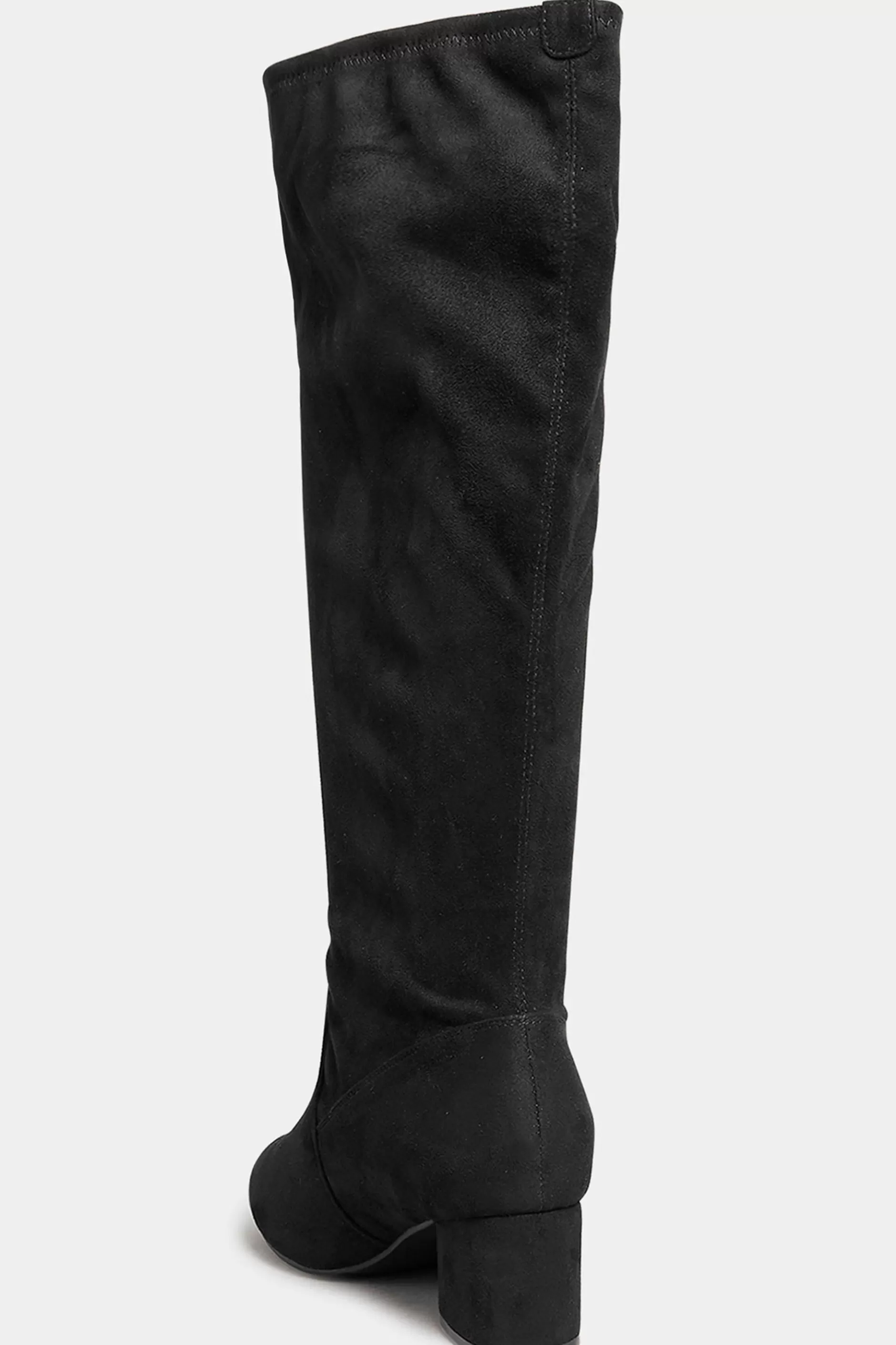 Women M&Co Boots>Yours Yours Black Faux Suede Stretch Heeled Knee High Boots In Wide E Fit & Extra Wide Eee Fit