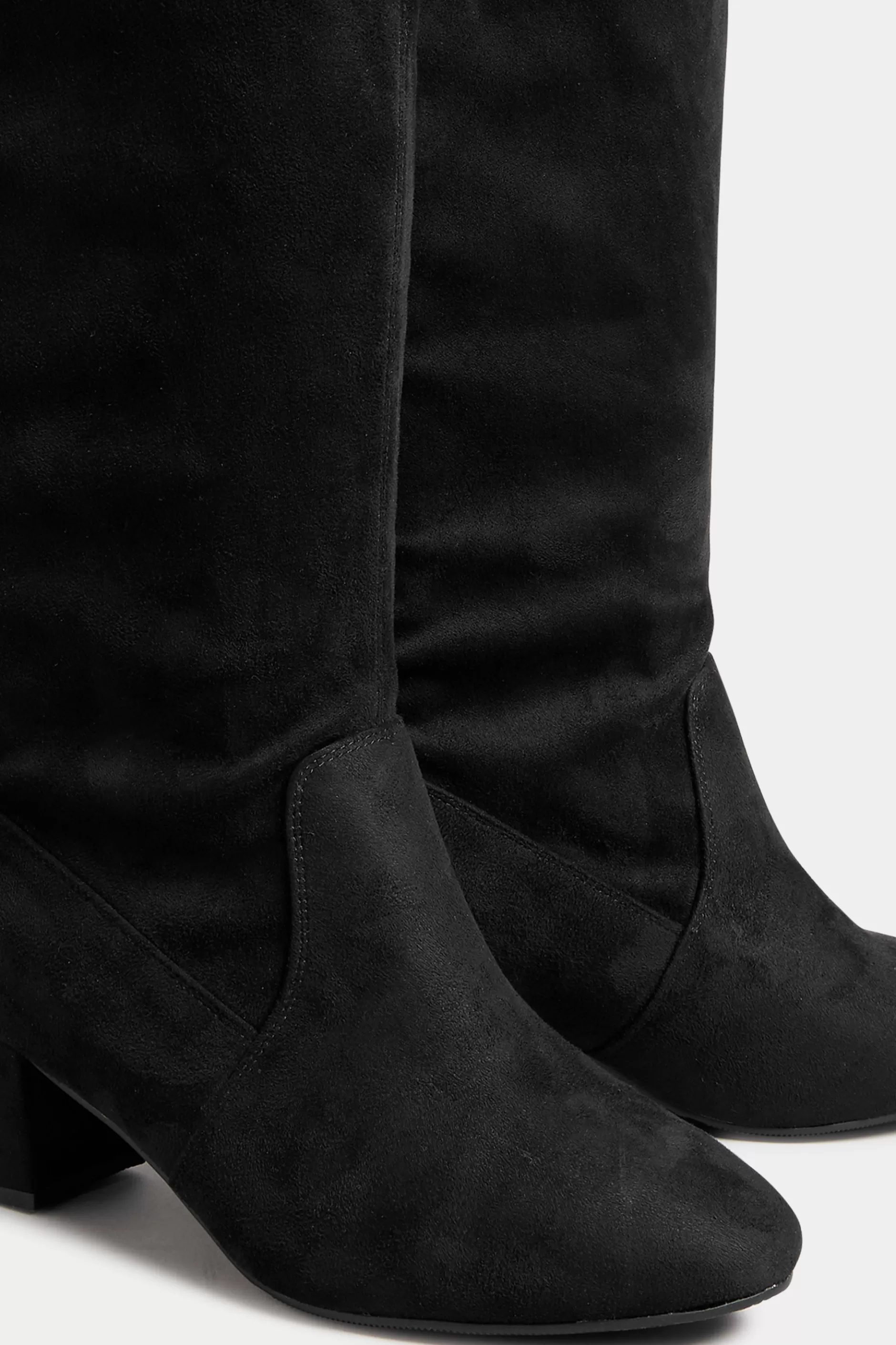 Women M&Co Boots>Yours Yours Black Faux Suede Stretch Heeled Knee High Boots In Wide E Fit & Extra Wide Eee Fit