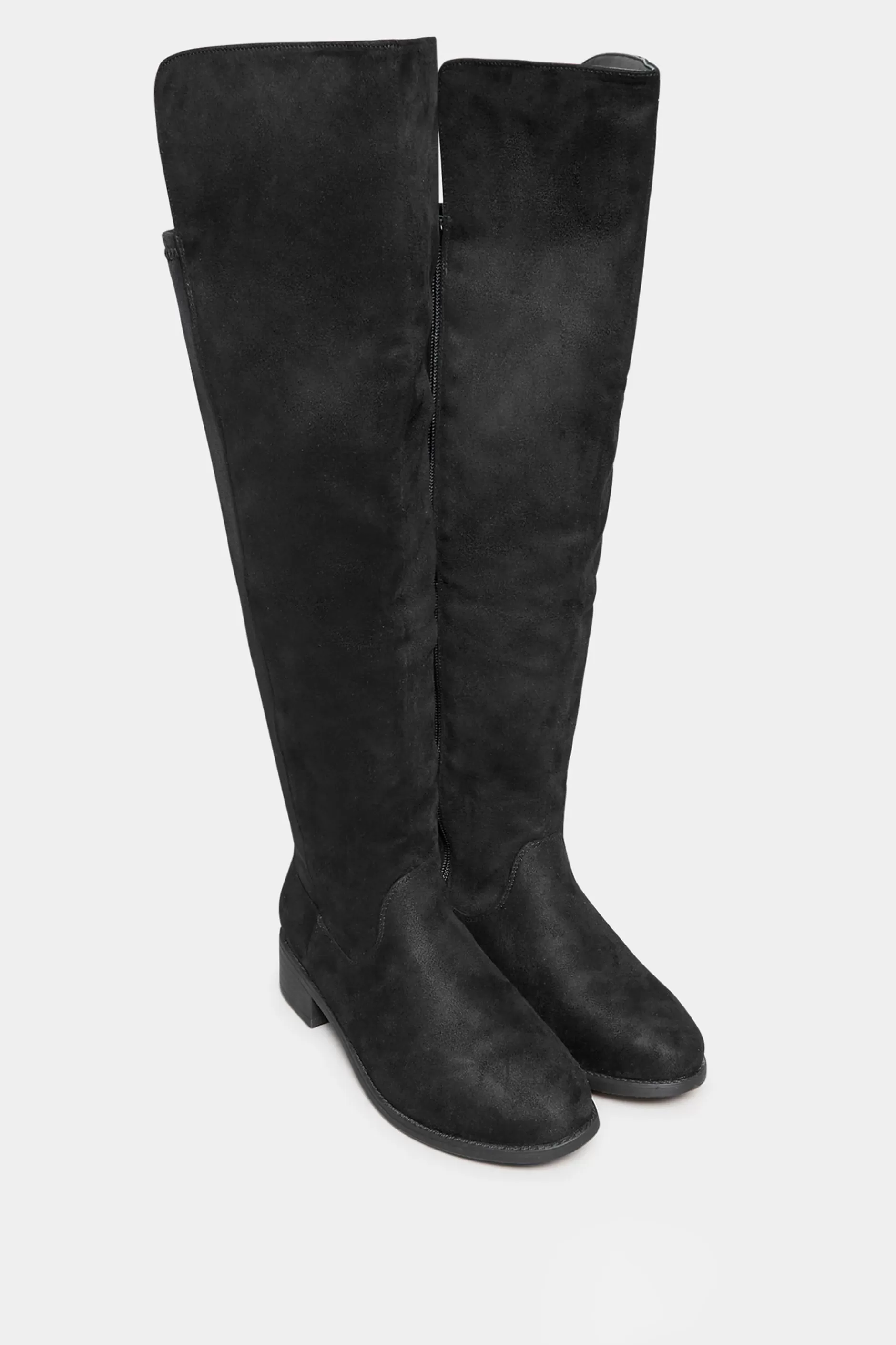 Women M&Co Boots>Yours Yours Black Faux Suede Stretch Over The Knee Boots In Wide E Fit & Extra Wide Eee Fit
