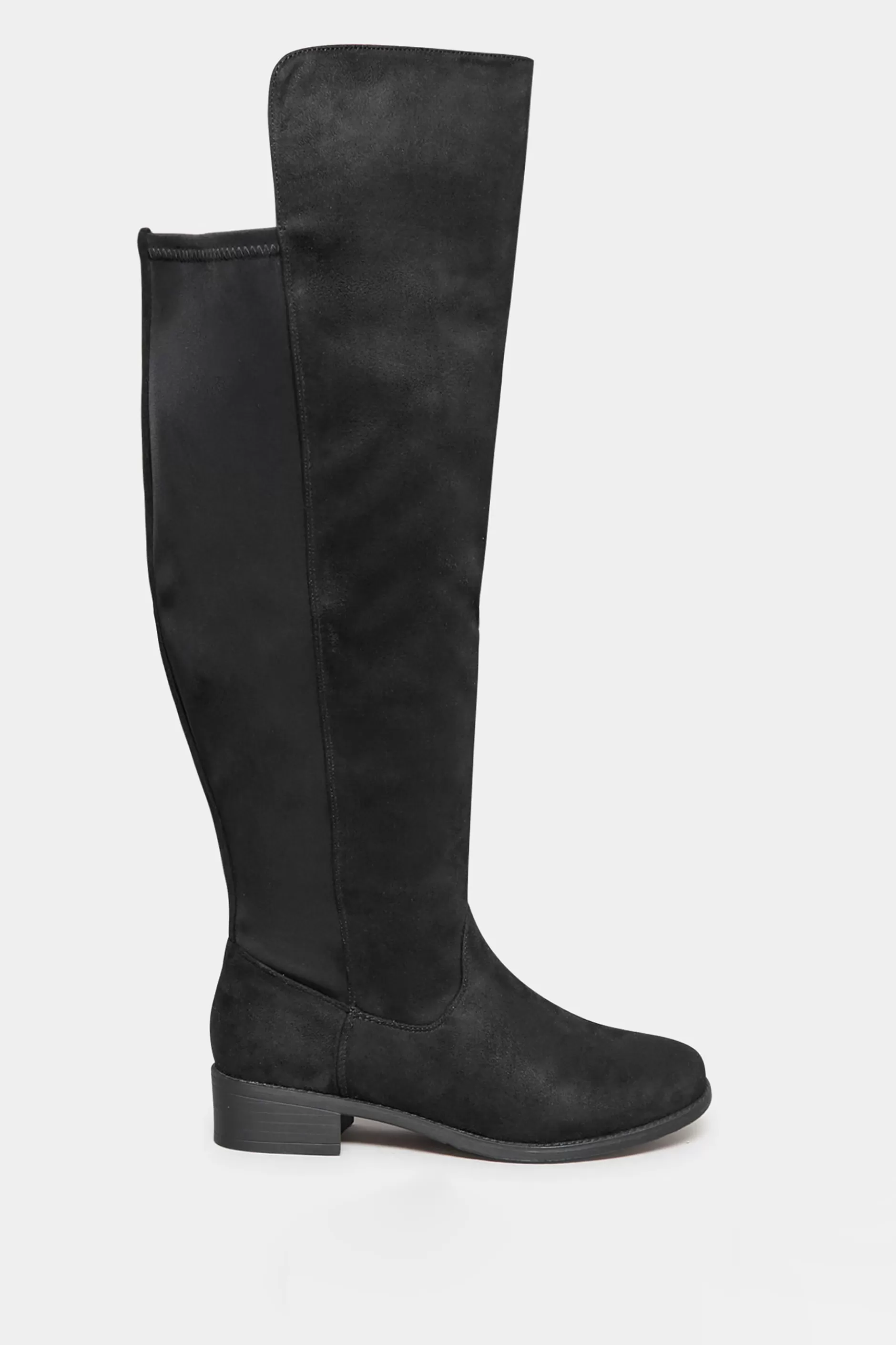 Women M&Co Boots>Yours Yours Black Faux Suede Stretch Over The Knee Boots In Wide E Fit & Extra Wide Eee Fit