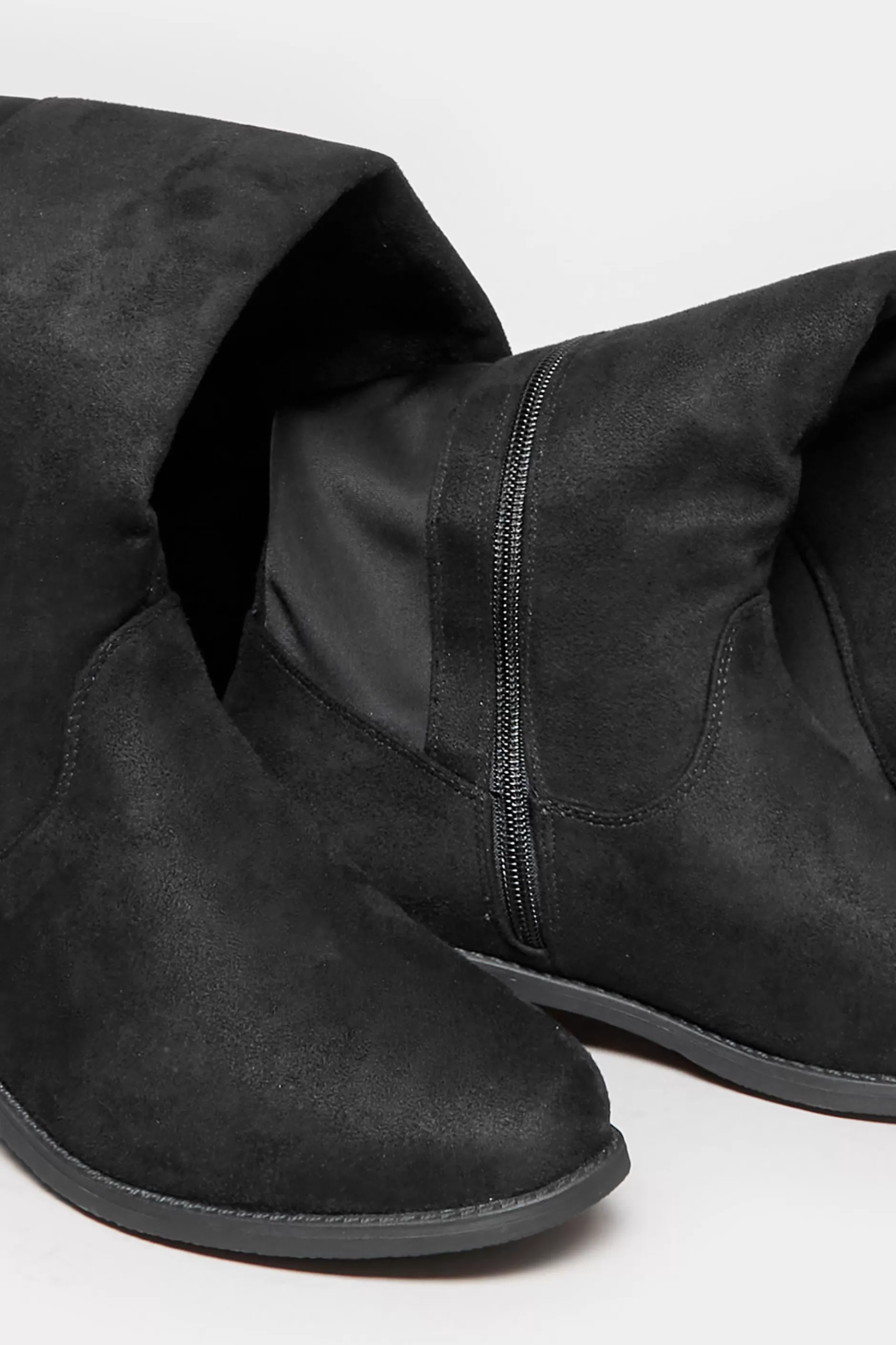 Women M&Co Boots>Yours Yours Black Faux Suede Stretch Over The Knee Boots In Wide E Fit & Extra Wide Eee Fit
