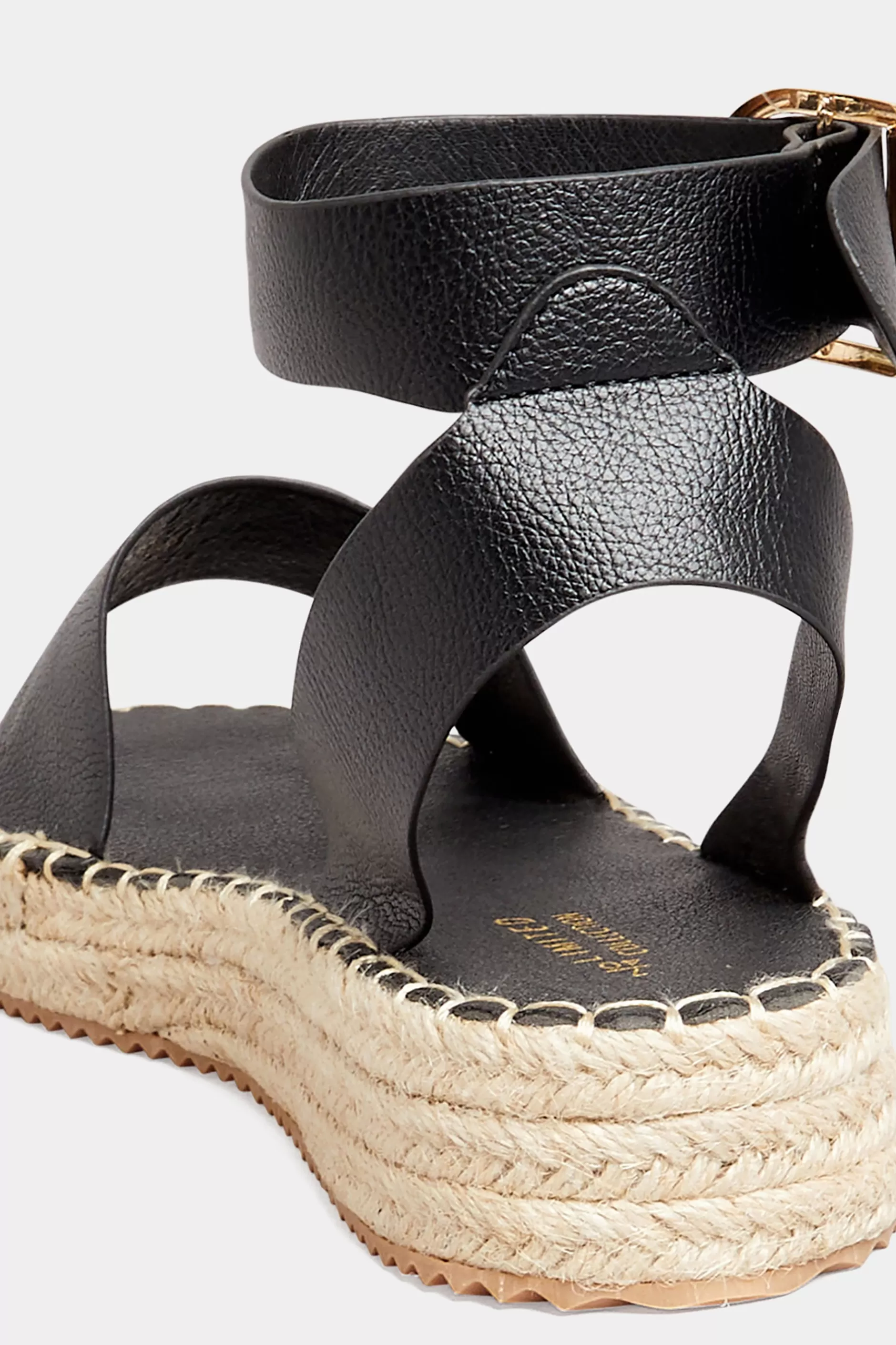 Women M&Co Flat Shoes>Yours Yours Black Flatform Espadrilles In Wide E Fit & Extra Wide Eee Fit