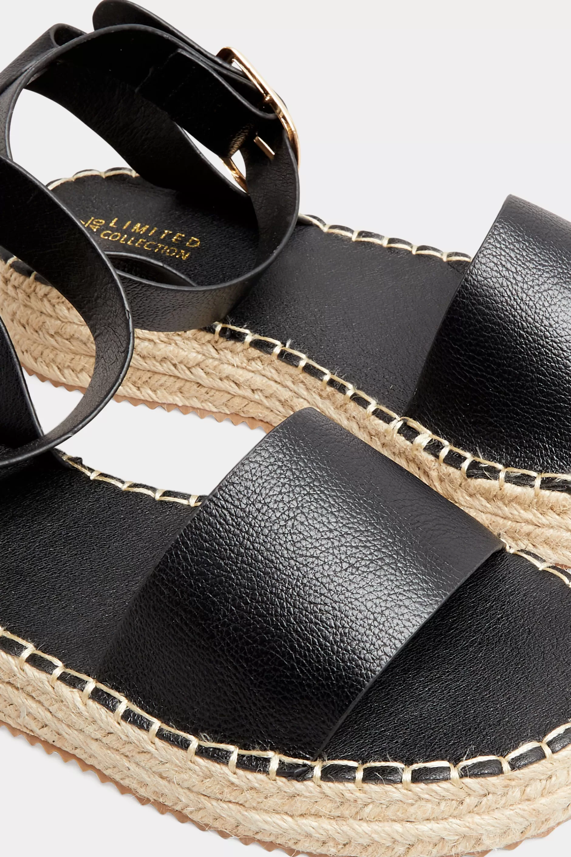 Women M&Co Flat Shoes>Yours Yours Black Flatform Espadrilles In Wide E Fit & Extra Wide Eee Fit