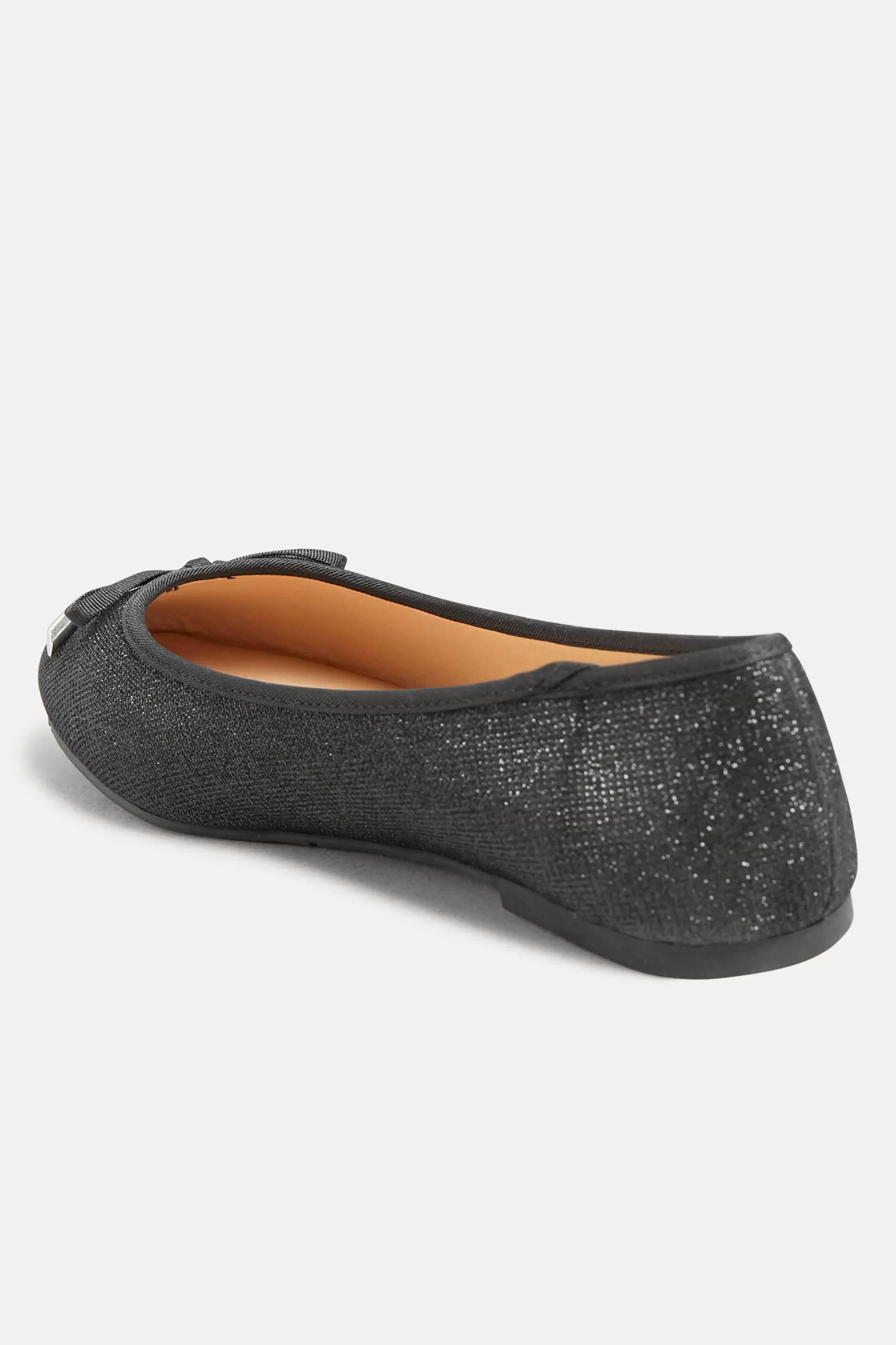 Women M&Co Flat Shoes>Yours Yours Black Glitter Ballerina Pumps In Wide E Fit & Extra Wide Eee Fit