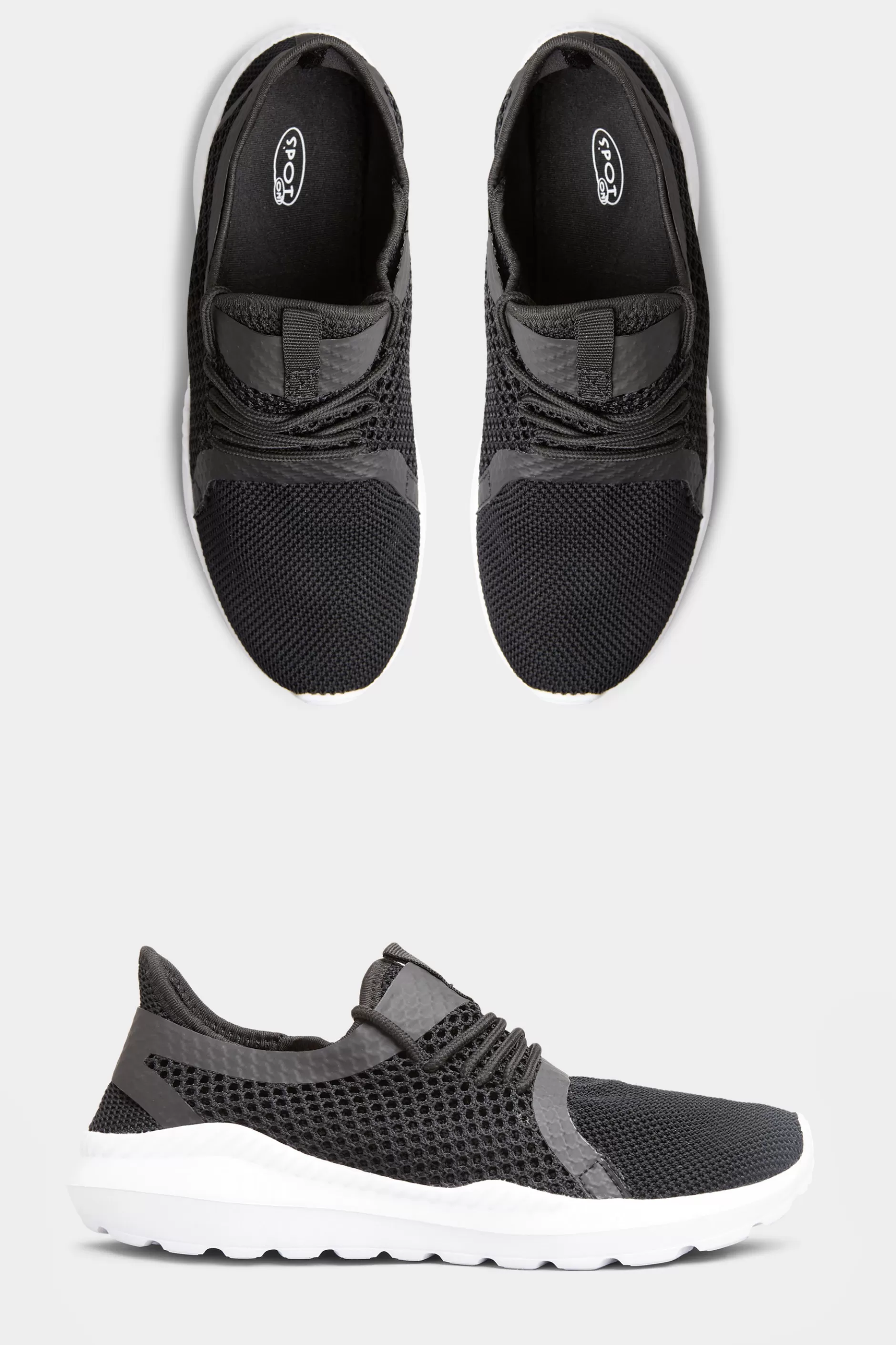 Women M&Co Trainers>Yours Yours Black Knitted Mesh Trainers In Standard Fit