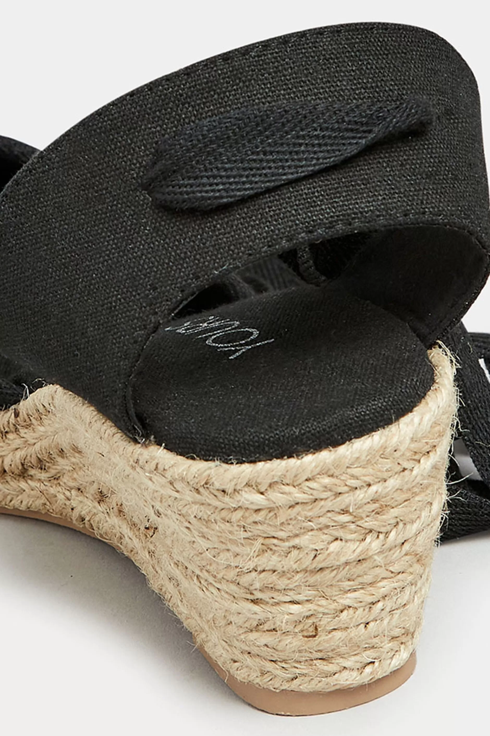 Women M&Co Sandals>Yours Yours Black Lace Up Espadrille Wedges In Wide E Fit & Extra Wide Eee Fit