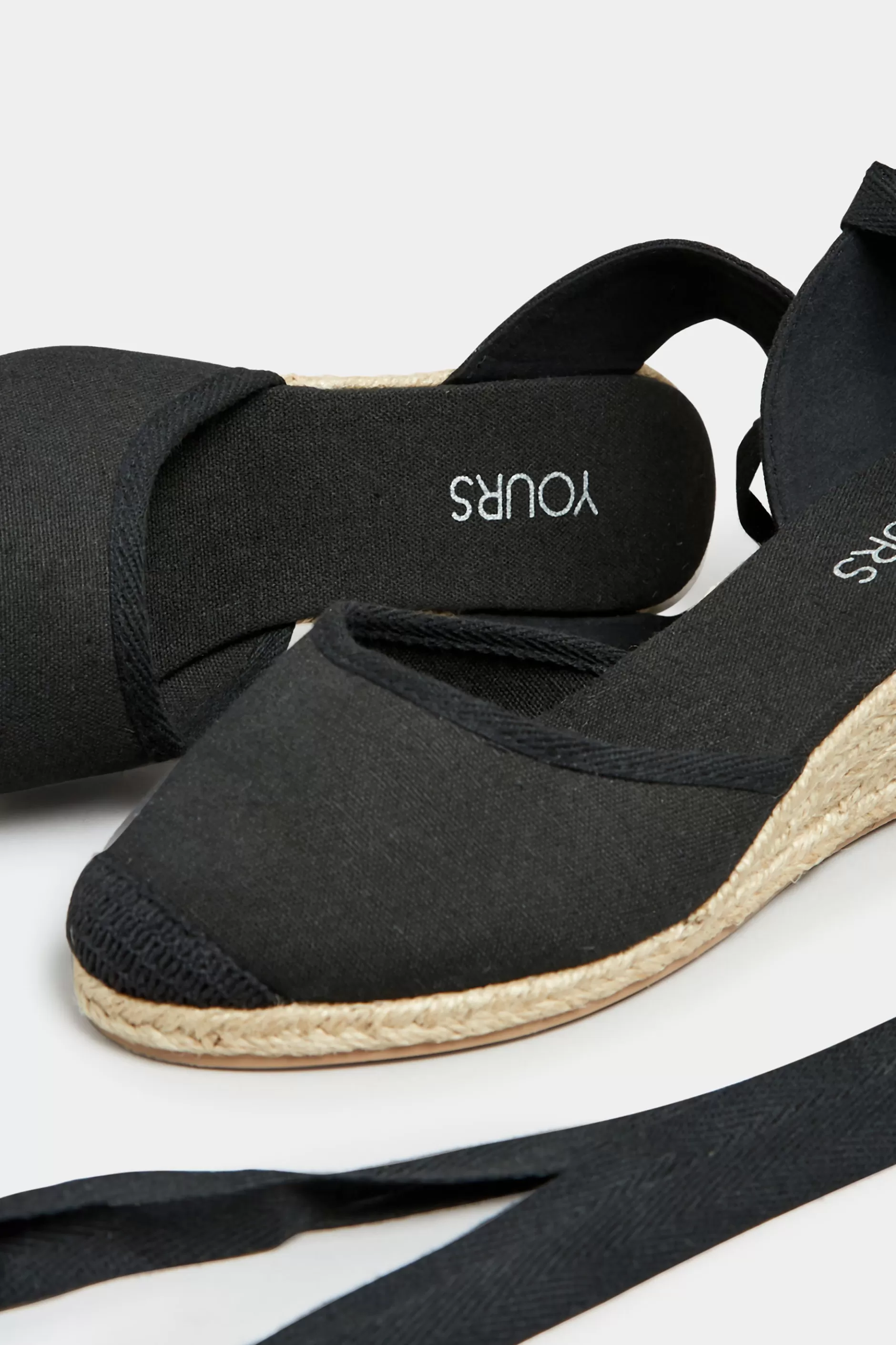 Women M&Co Sandals>Yours Yours Black Lace Up Espadrille Wedges In Wide E Fit & Extra Wide Eee Fit